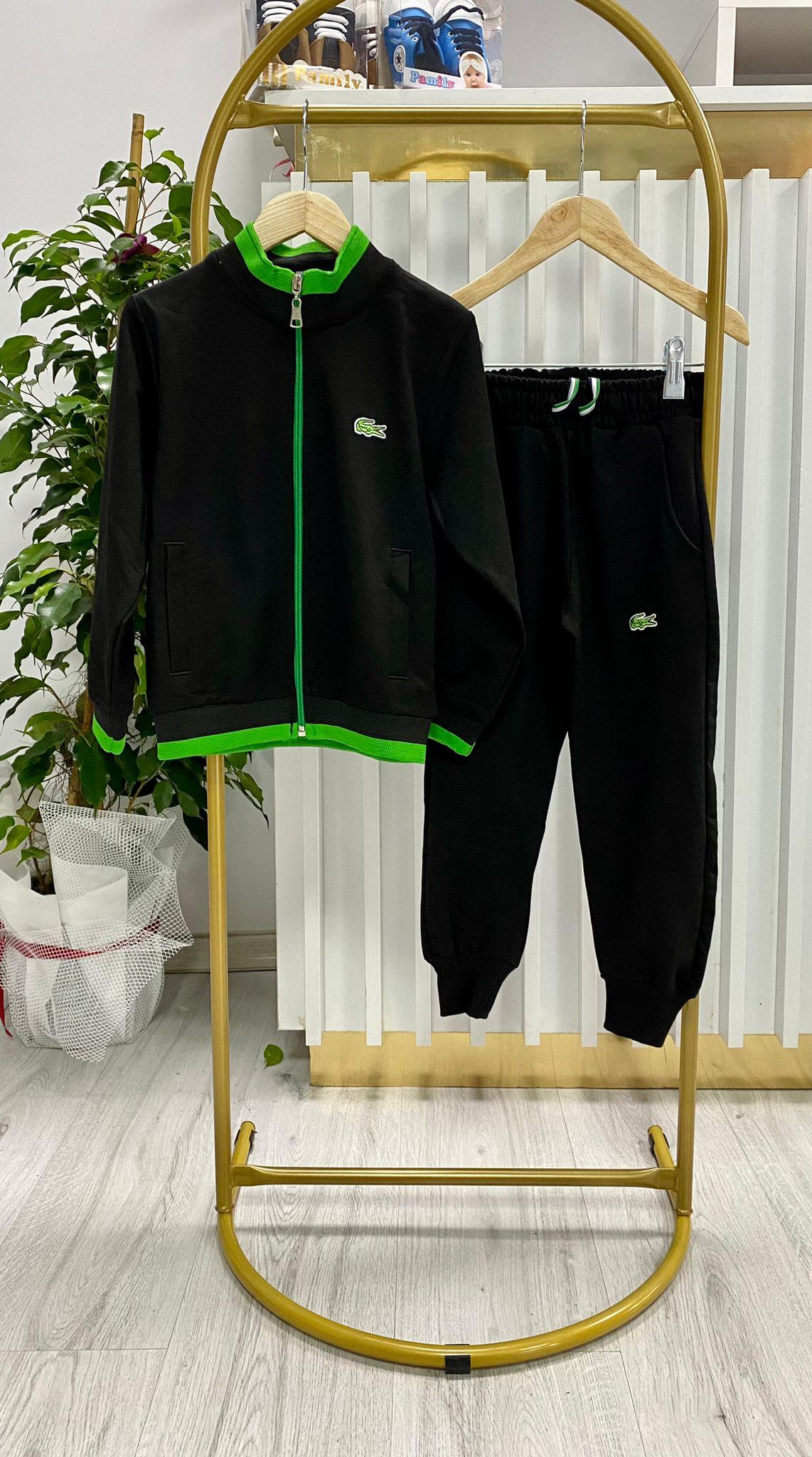 Erkek Çocuk Lacoste Siyah Kompact Fermuarlı Takım