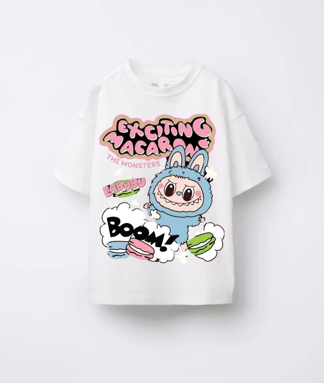 Kız Çocuk Beyaz Labubu  Baskılı Tshirt