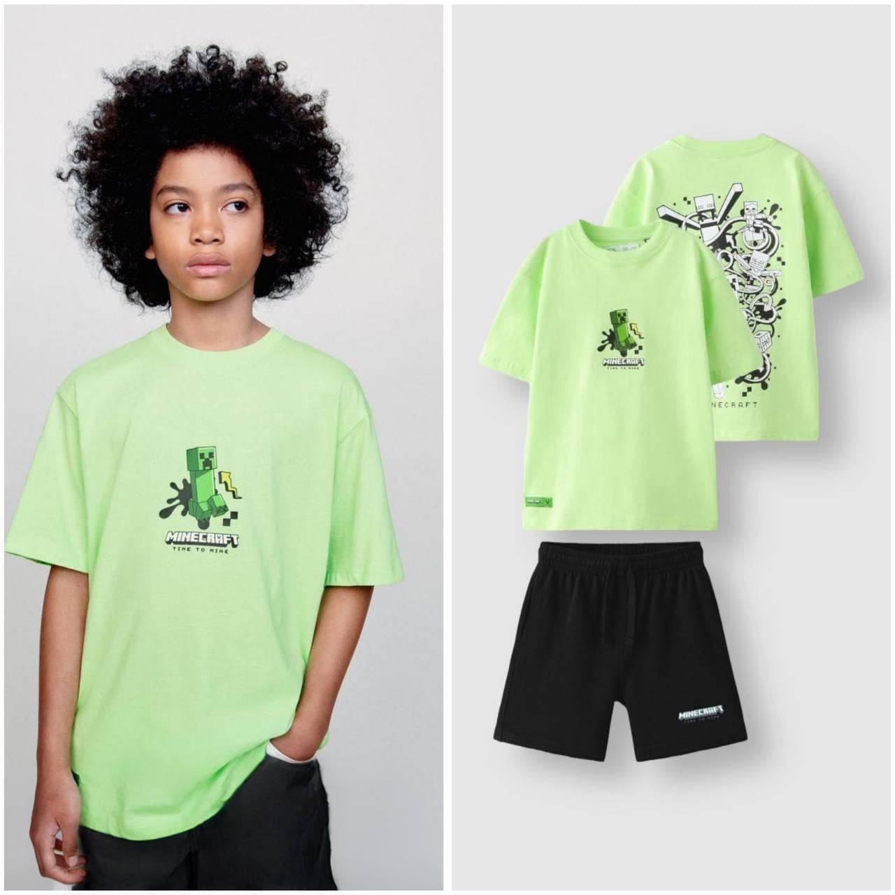 Minecraft Yeşil Tshirt Şort Takım Büyüş Yaş