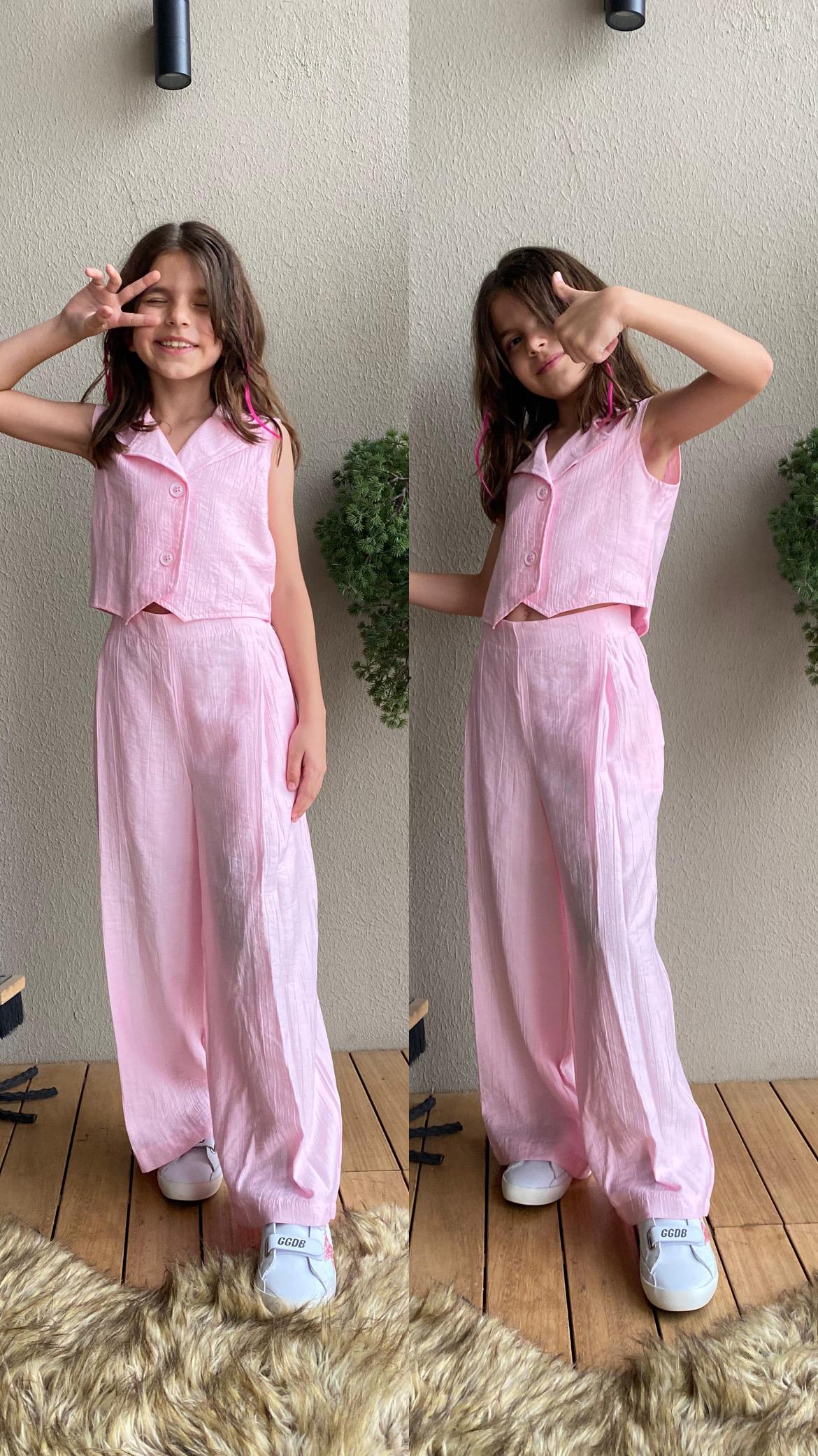 Nk KIZ ÇOCUK TAHİTİ PEMBE İKİLİ TAKIM