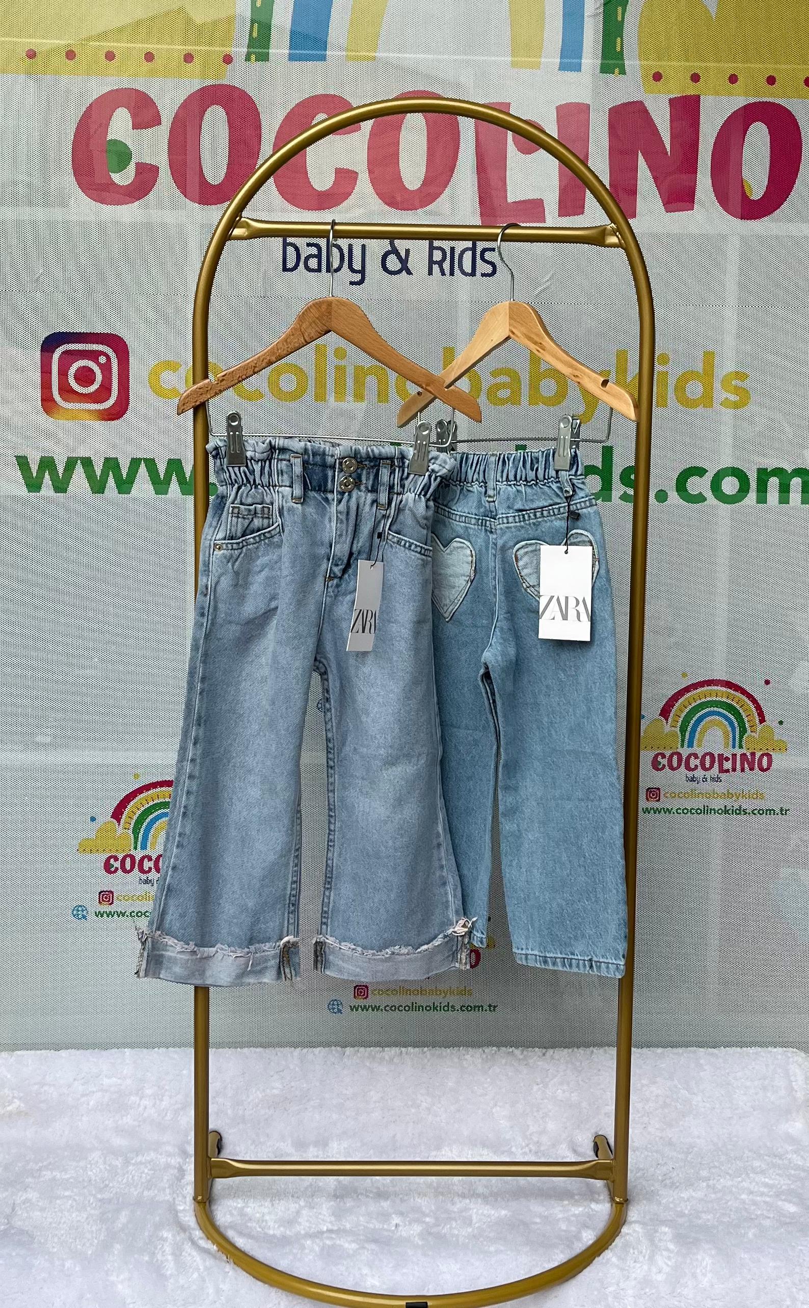 Orijinal Marka Bol Katlı Paça Kız Çocuk Kot Pantolon