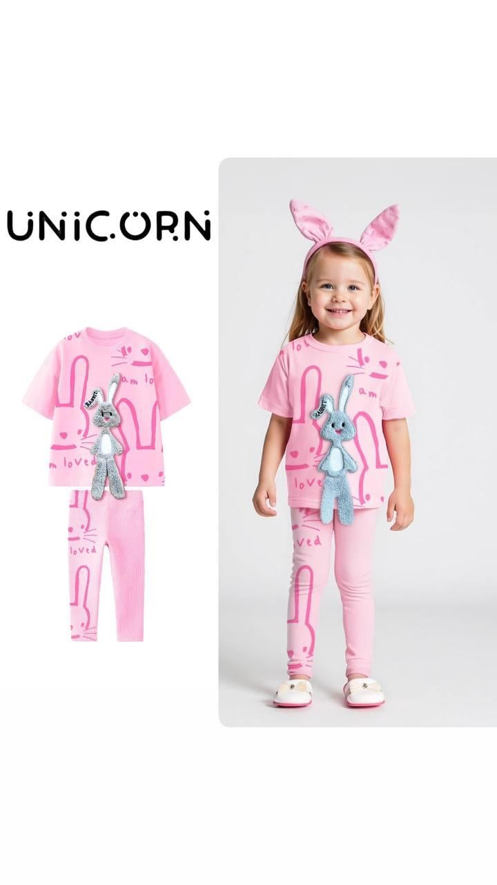 Tavşanlı Pembe Tshirt Uzun Tayt Takım