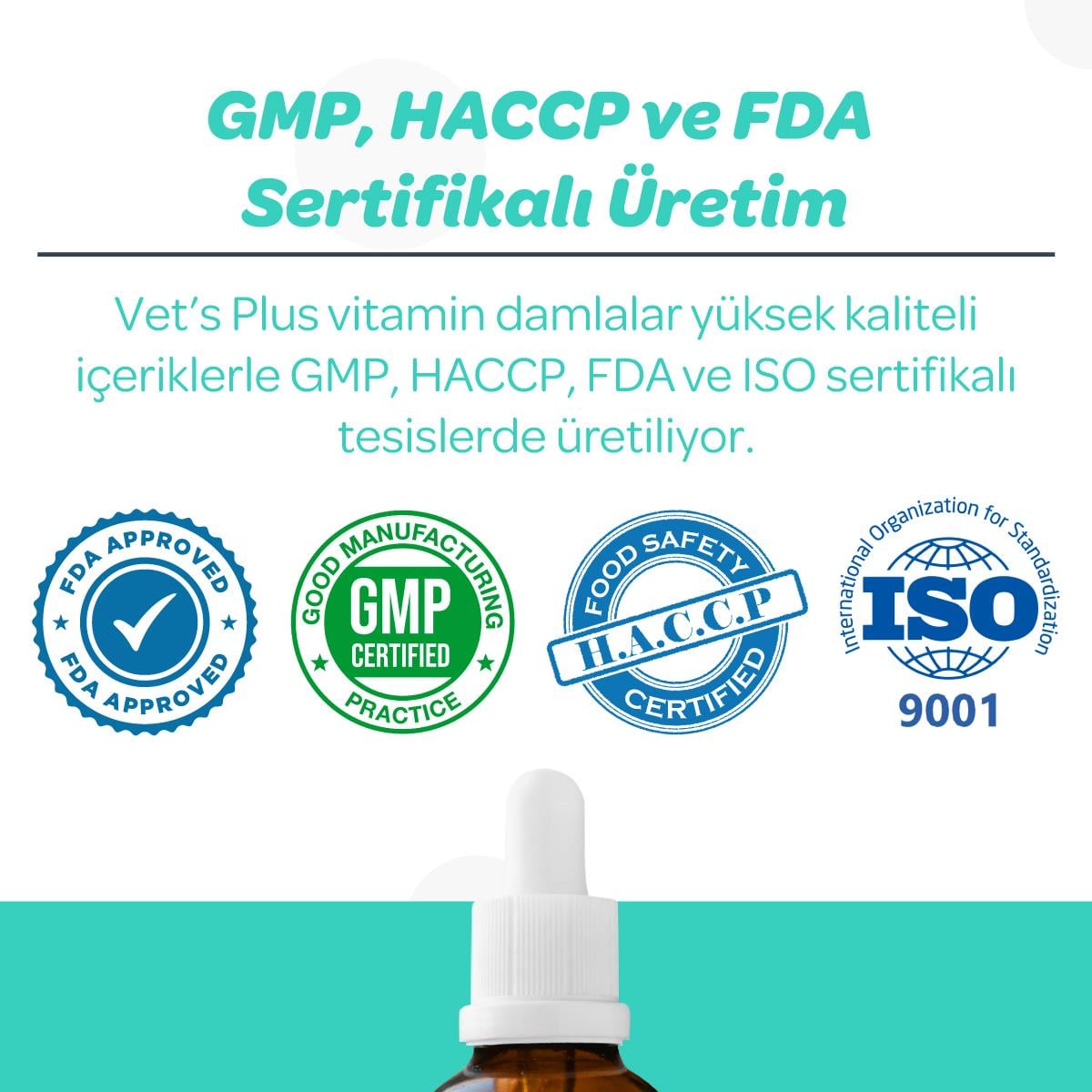 Vets Plus Calcium Kedi ve Köpekler İçin Kemik ve Diş Yapısı Destekleyici Kalsiyum Damla 50ml