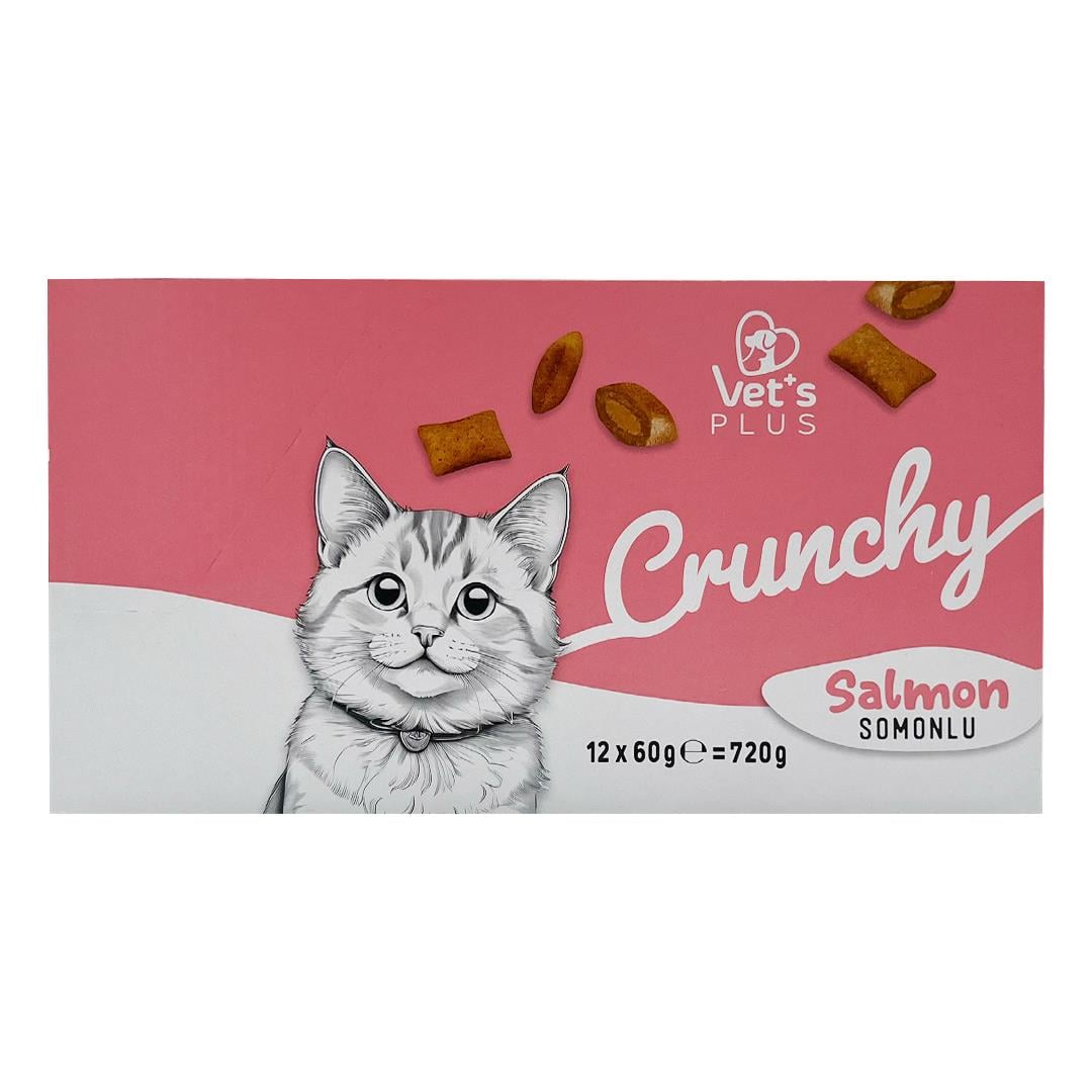 Vets Plus Crunchy İçi Dolgulu Somonlu ve Catnipli Kedi Ödül Bisküvisi 60gr