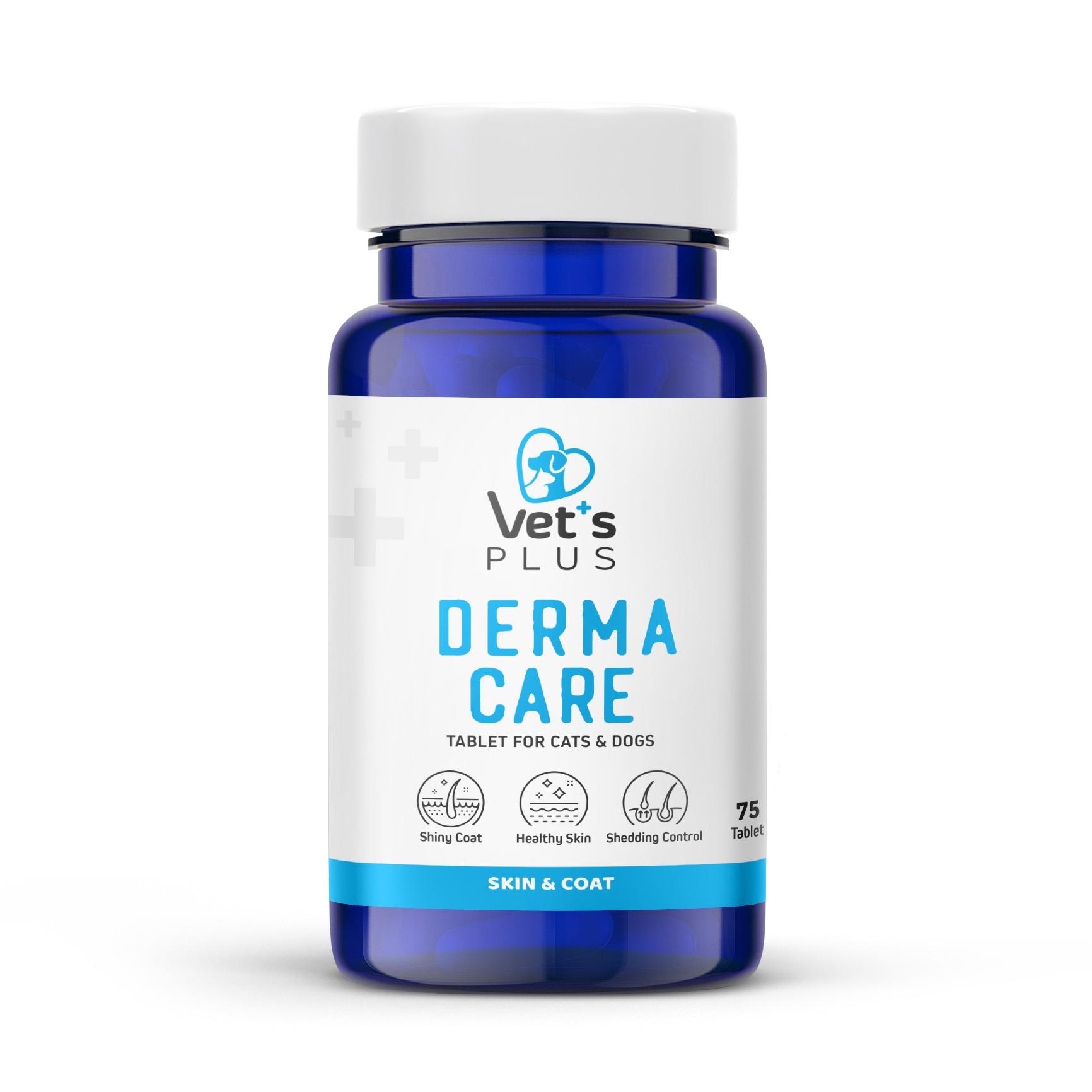 Vets Plus Derma Care Kedi ve Köpekler İçin Deri ve Tüy Yapısı Destekleyici Biyotin Tablet (75li)
