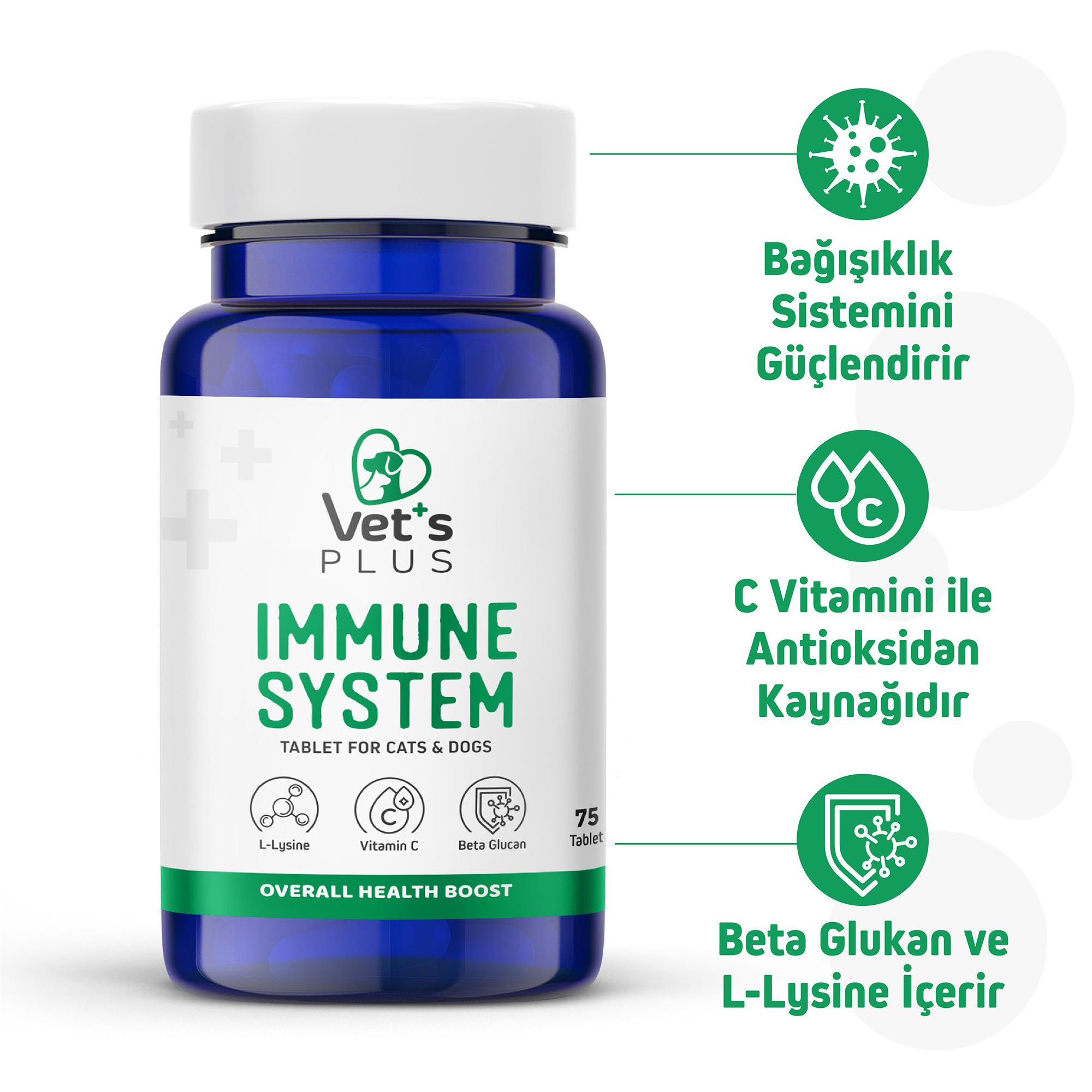 Vets Plus Immune System Kedi ve Köpekler İçin Bağışıklık Sistemi Güçlendirici Tablet (75li)