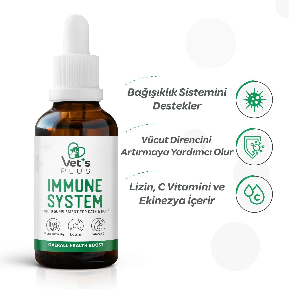 Vets Plus Immune System Kedi ve Köpekler İçin Bağışıklık Güçlendirici Damla 50ml