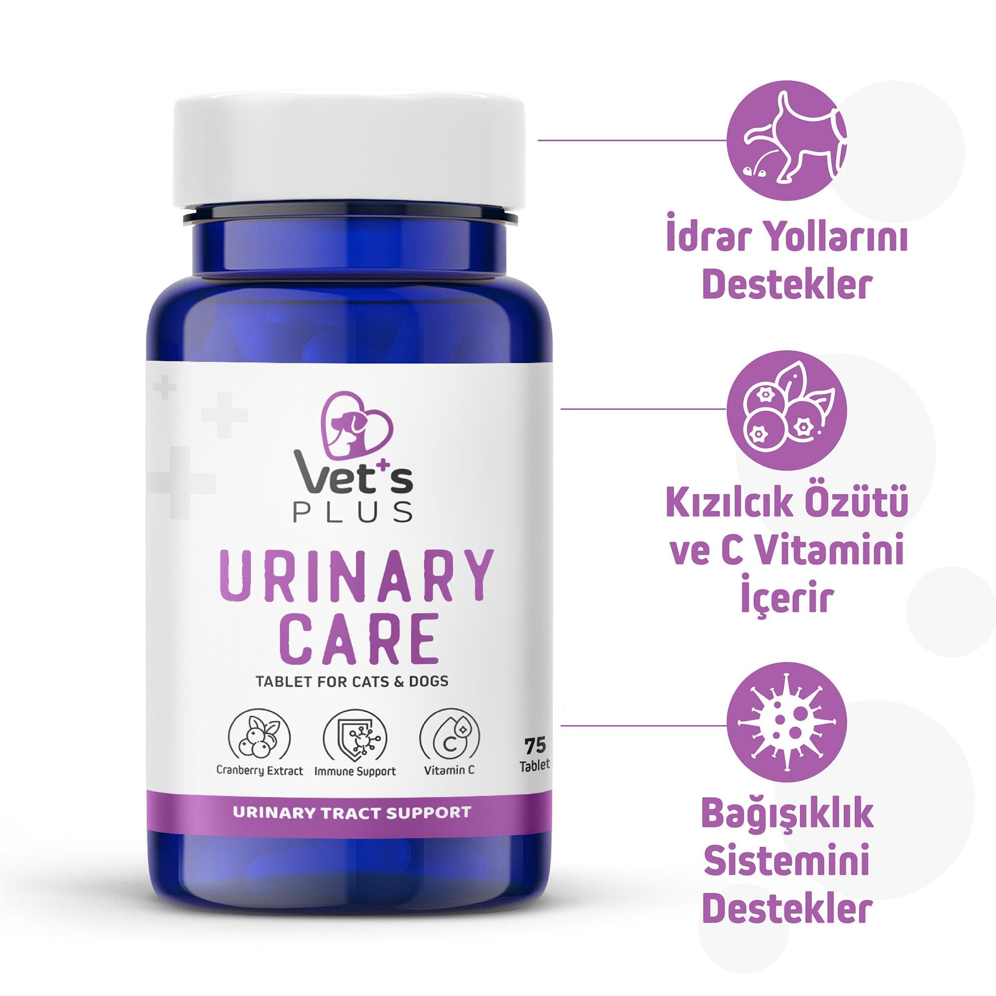 Vets Plus Urinary Care Kedi ve Köpek İçin İdrar Yolları Destekleyici Tablet (75li)