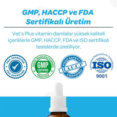 Vets Plus Anti-Hair Loss Kediler İçin Tüy Dökülmesi Önleyici Plus+B Damla 50ml