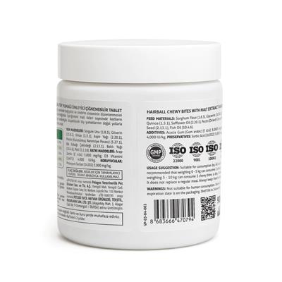 Vets Plus Hairball Kediler İçin Malt ve Kinoalı Tüy Yumağı Önleyici Çiğnenebilir Tablet (60lı)