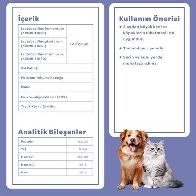 Vets Plus Kedi ve Köpekler İçin Prebiyotik ve Probiyotik Toz 2gr (30lu)