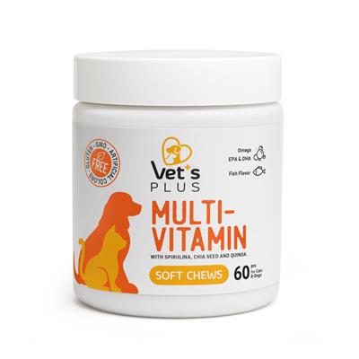 Vets Plus Multi-Vitamin Kedi ve Köpekler İçin Spirulinalı Vitamin Çiğnenebilir Tablet (60lı)