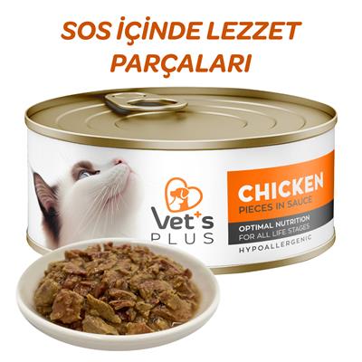 Vets Plus Optimal Nutrition Tavuk Etli Tahılsız Kedi Konservesi 85gr