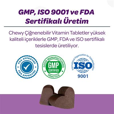 Vets Plus Sterilised Kısırlaştırılmış Kediler İçin Yaban Mersinli Çiğnenebilir Tablet (60lı)