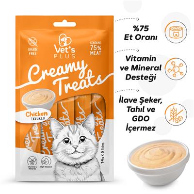 Vets Plus Tavuklu Krema Kedi Ödül Maması 14gr (5li)