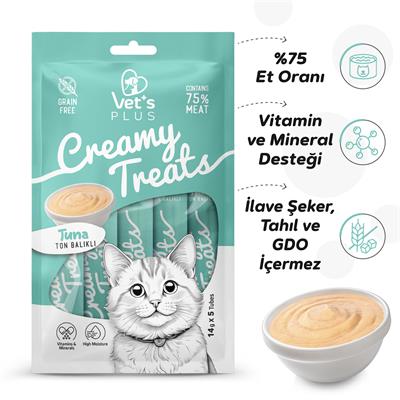 Vets Plus Ton Balıklı Krema Kedi Ödül Maması 14gr (5li)