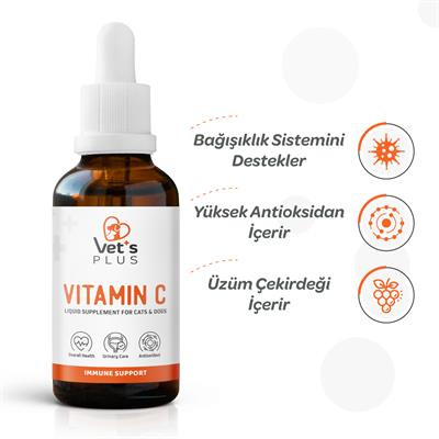 Vets Plus Vitamin C Kedi ve Köpekler İçin Damla 50ml