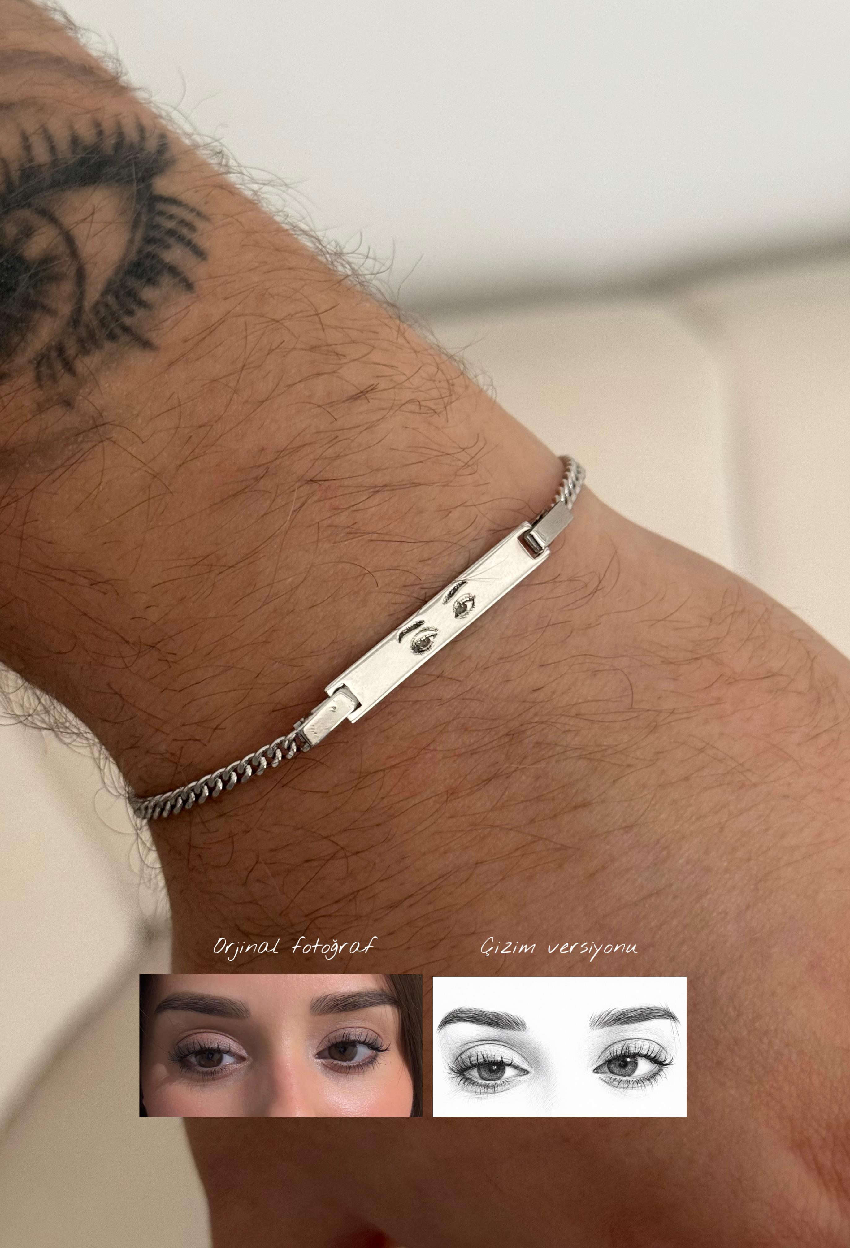 925 Gümüş | Göz Çizim Bileklik