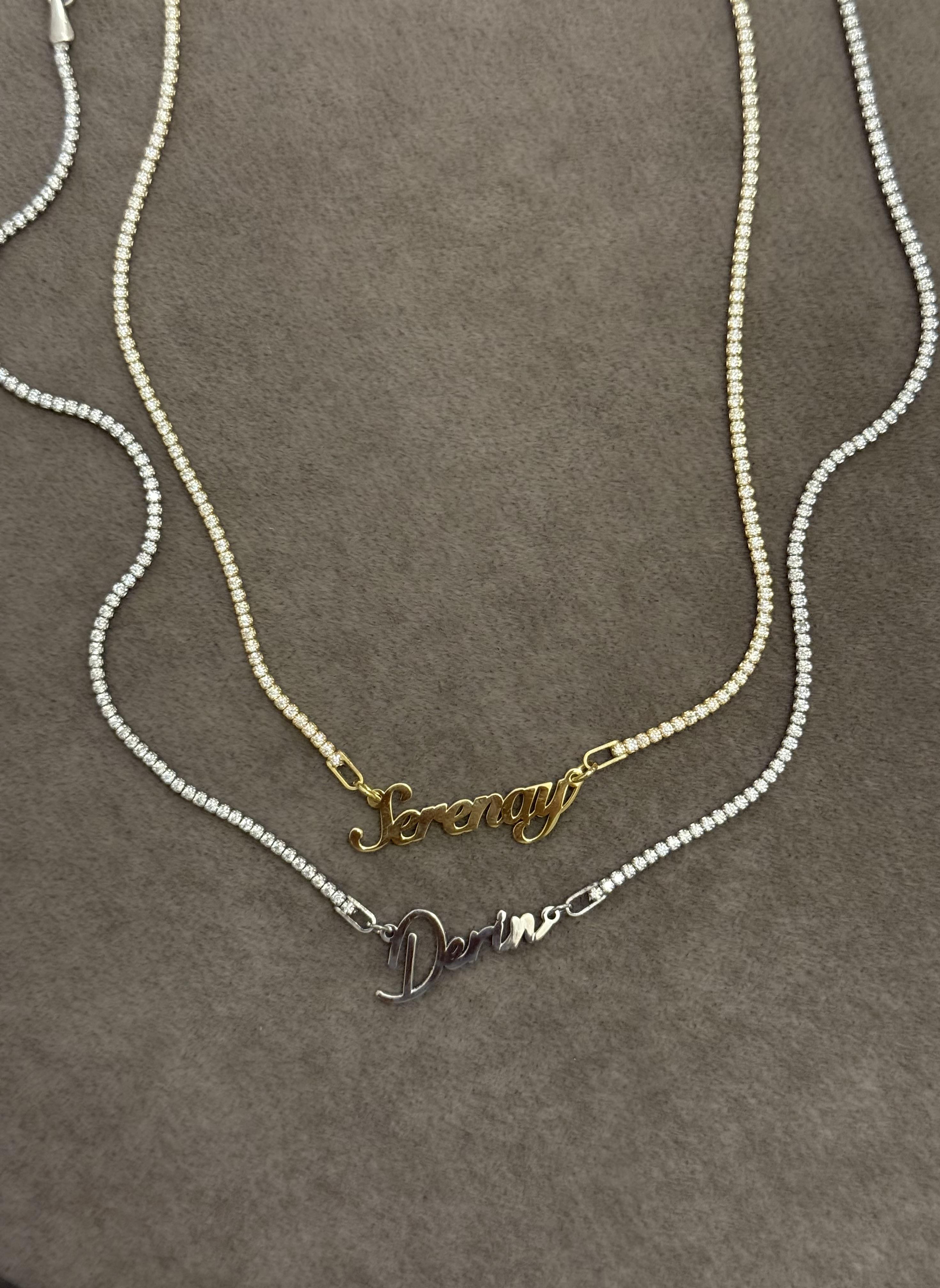 925 Gümüş | İsimli Suyolu Kolye 