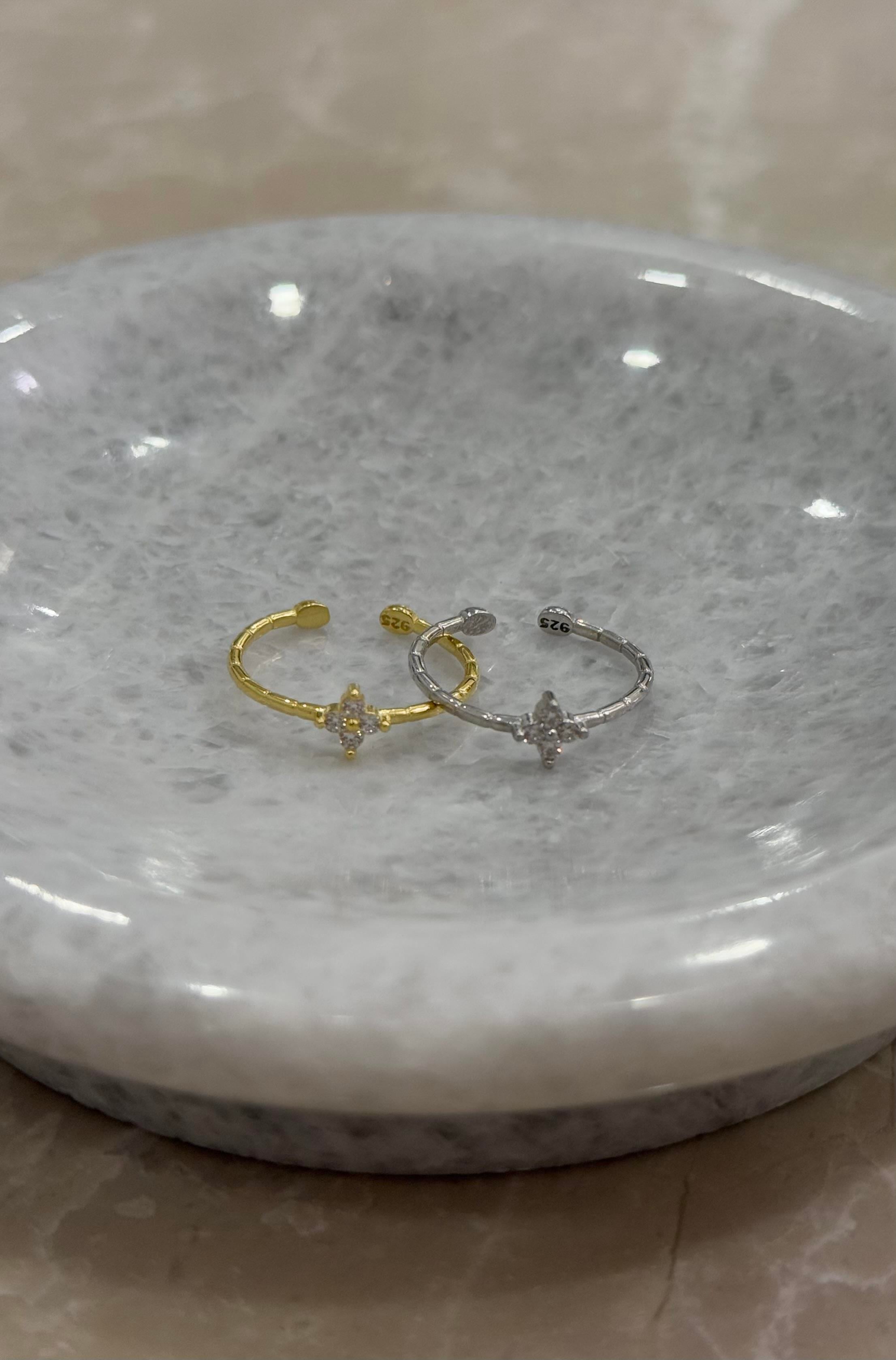 925 Gümüş | Minimal 4 Yapraklı Yonca Yüzük