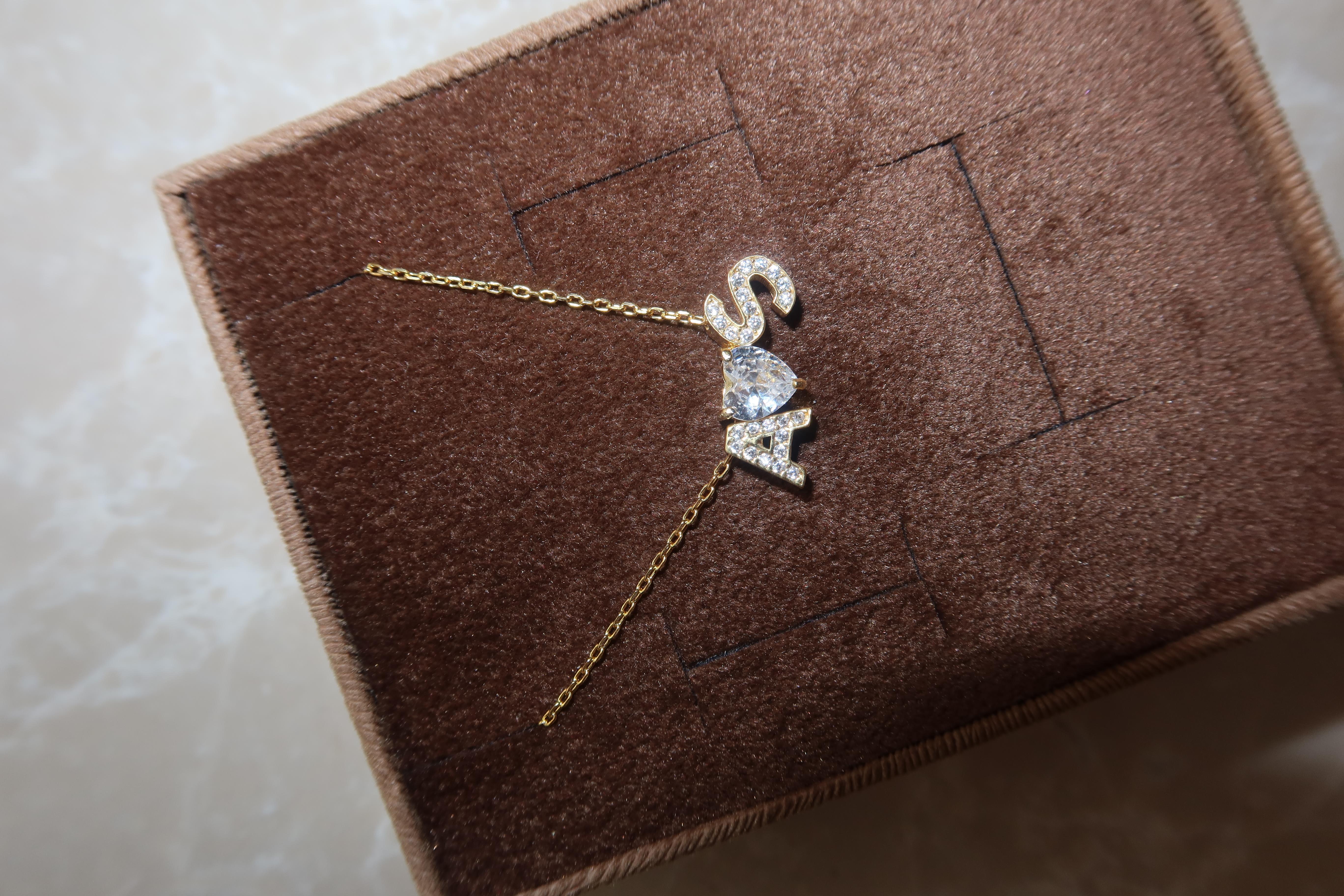 925 Gümüş | Ortası Kalpli 2 Harf Kolye