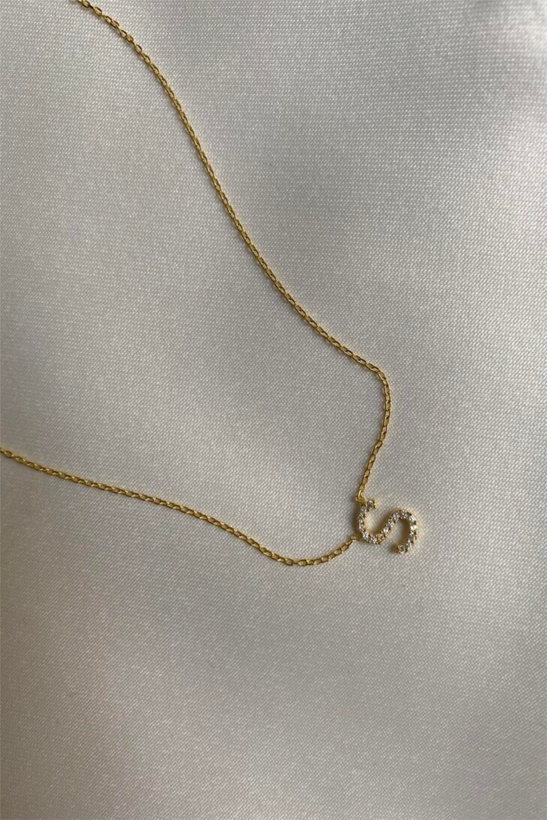 925 Gümüş | Taşlı Harf Kolye 