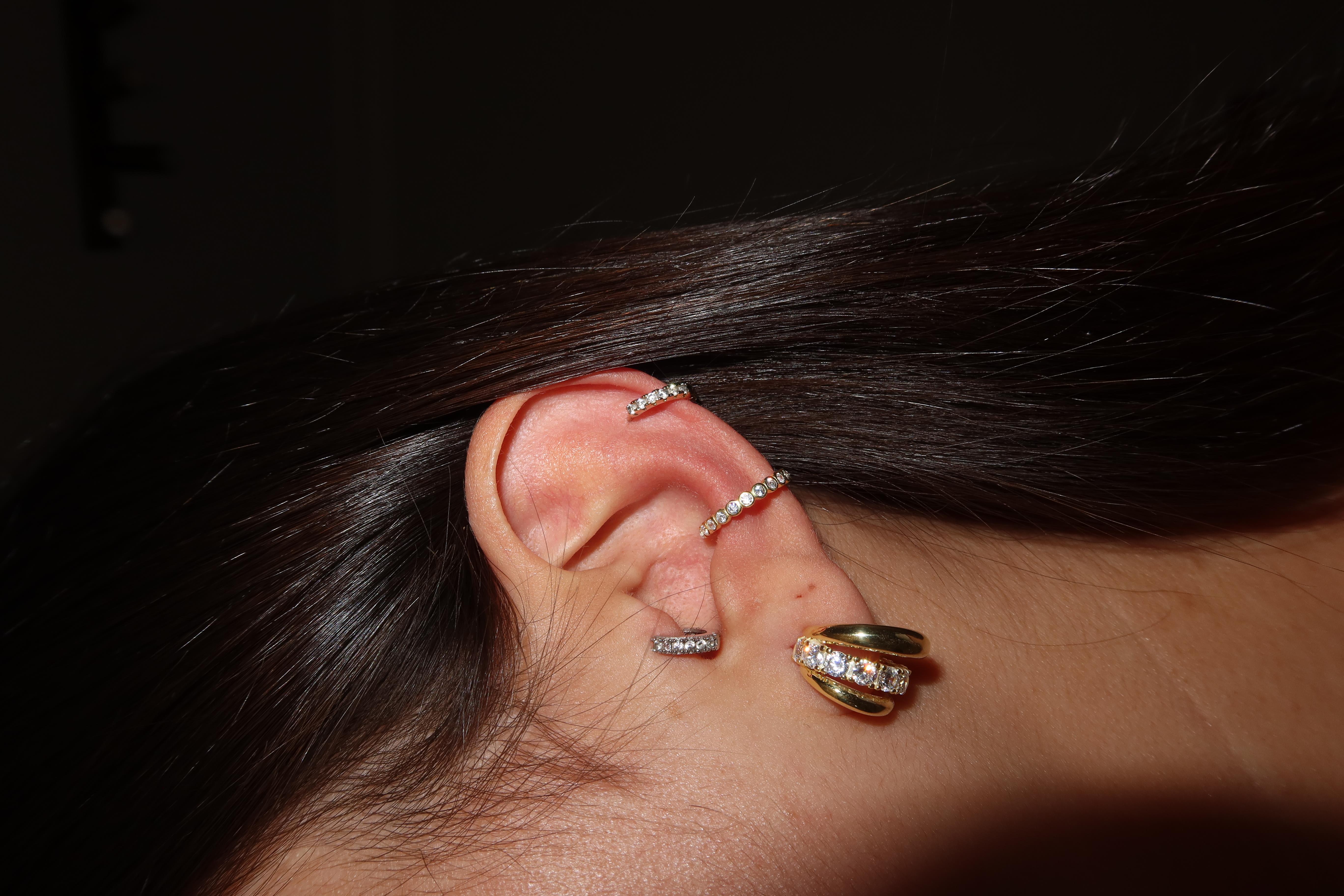 925 Gümüş | Taşlı Suyolu Ear Cuff Küpe