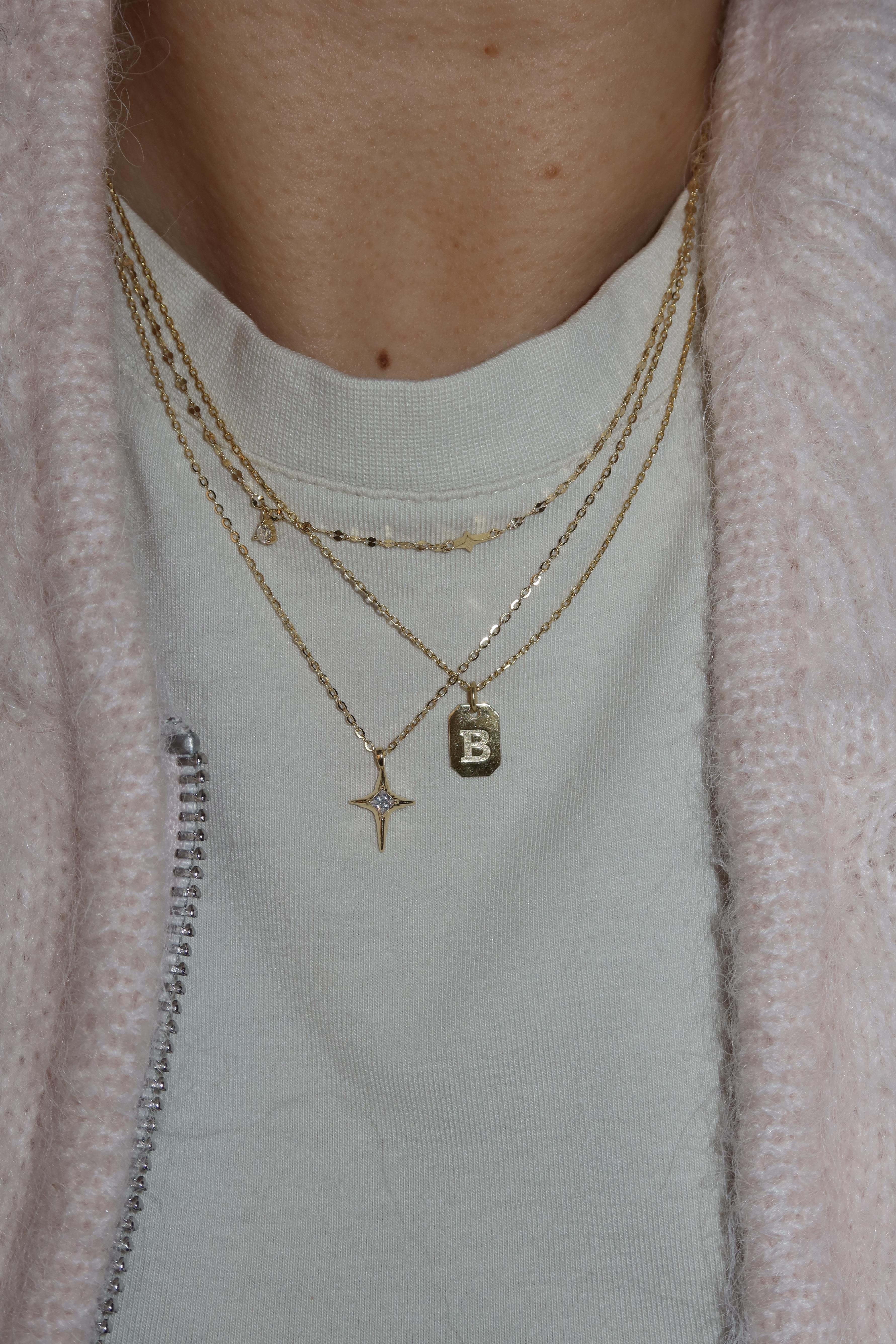 925 Gümüş | Tek Harfli Plaka Kolye