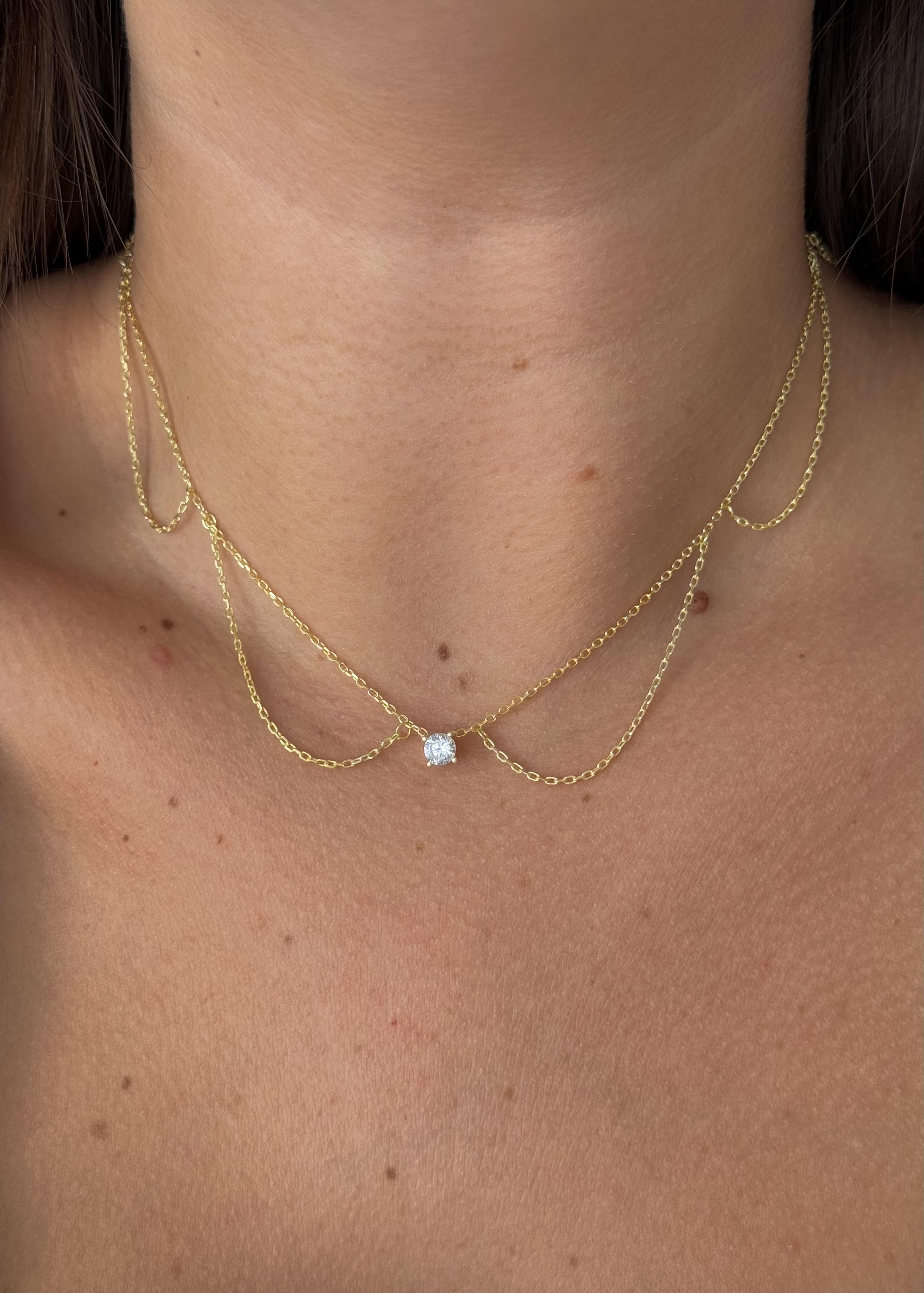 925 Gümüş | Tek Taşlı Prenses Kolye