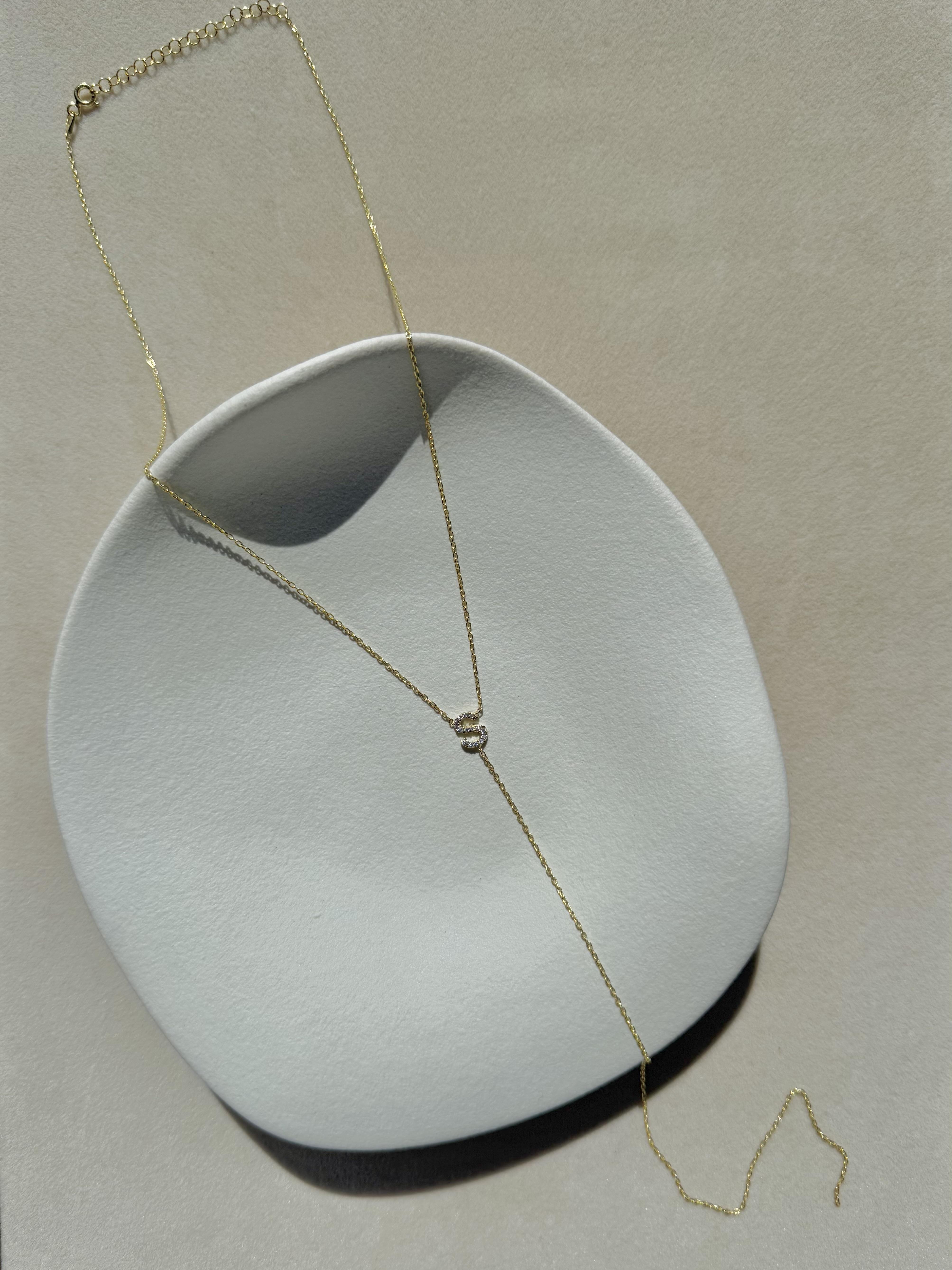 925 Gümüş | Y Model Taşlı Tek Harf Kolye