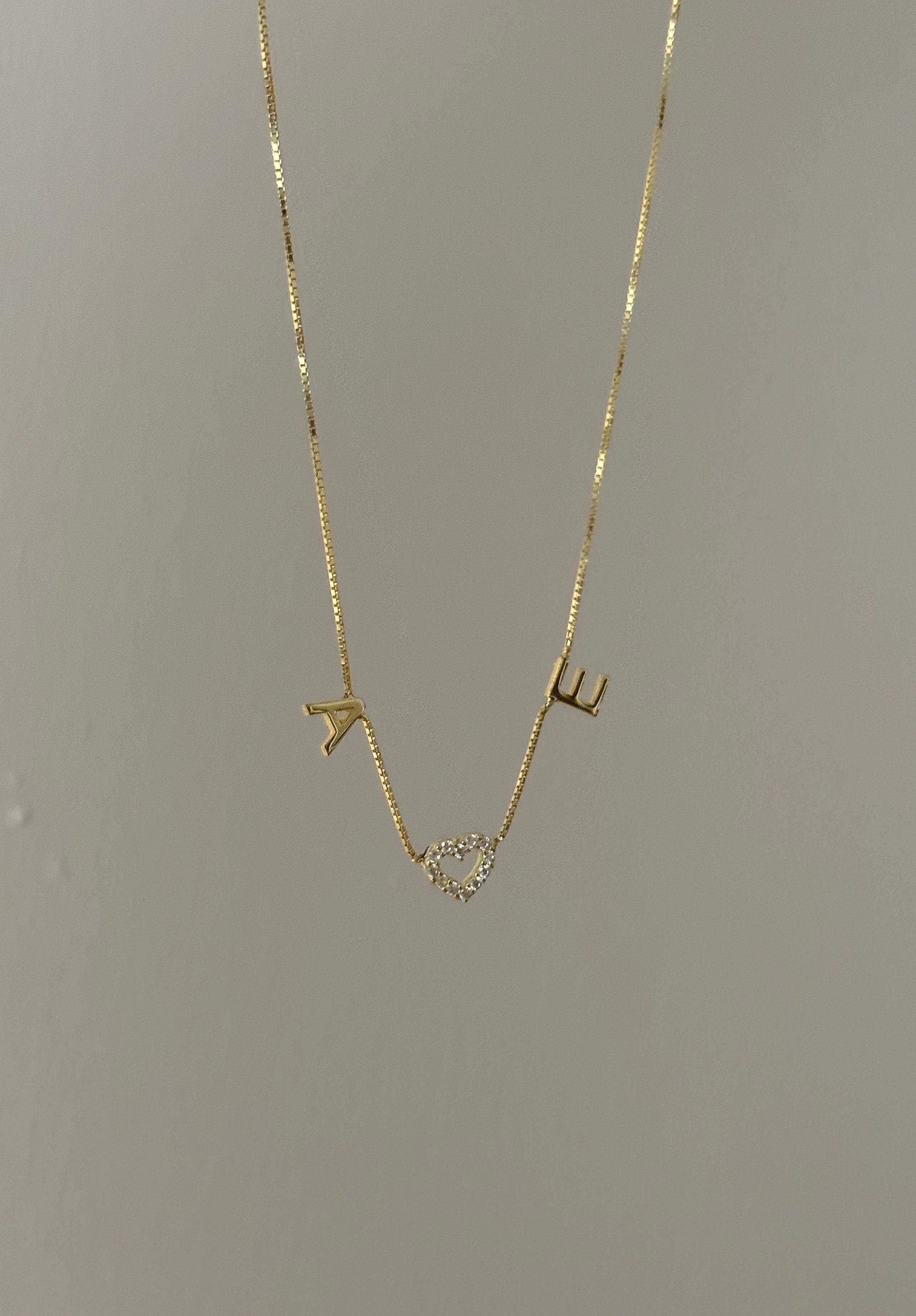 925 Gümüş | 2 Harfli Taşlı Kalp Kolye