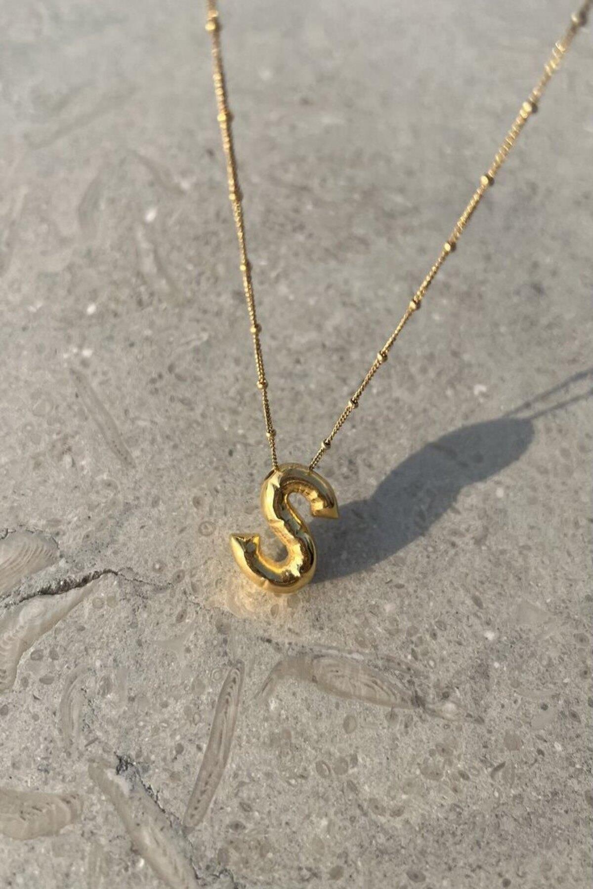 925 Gümüş | Bubble Harf Kolye (Tüm Harfler) 