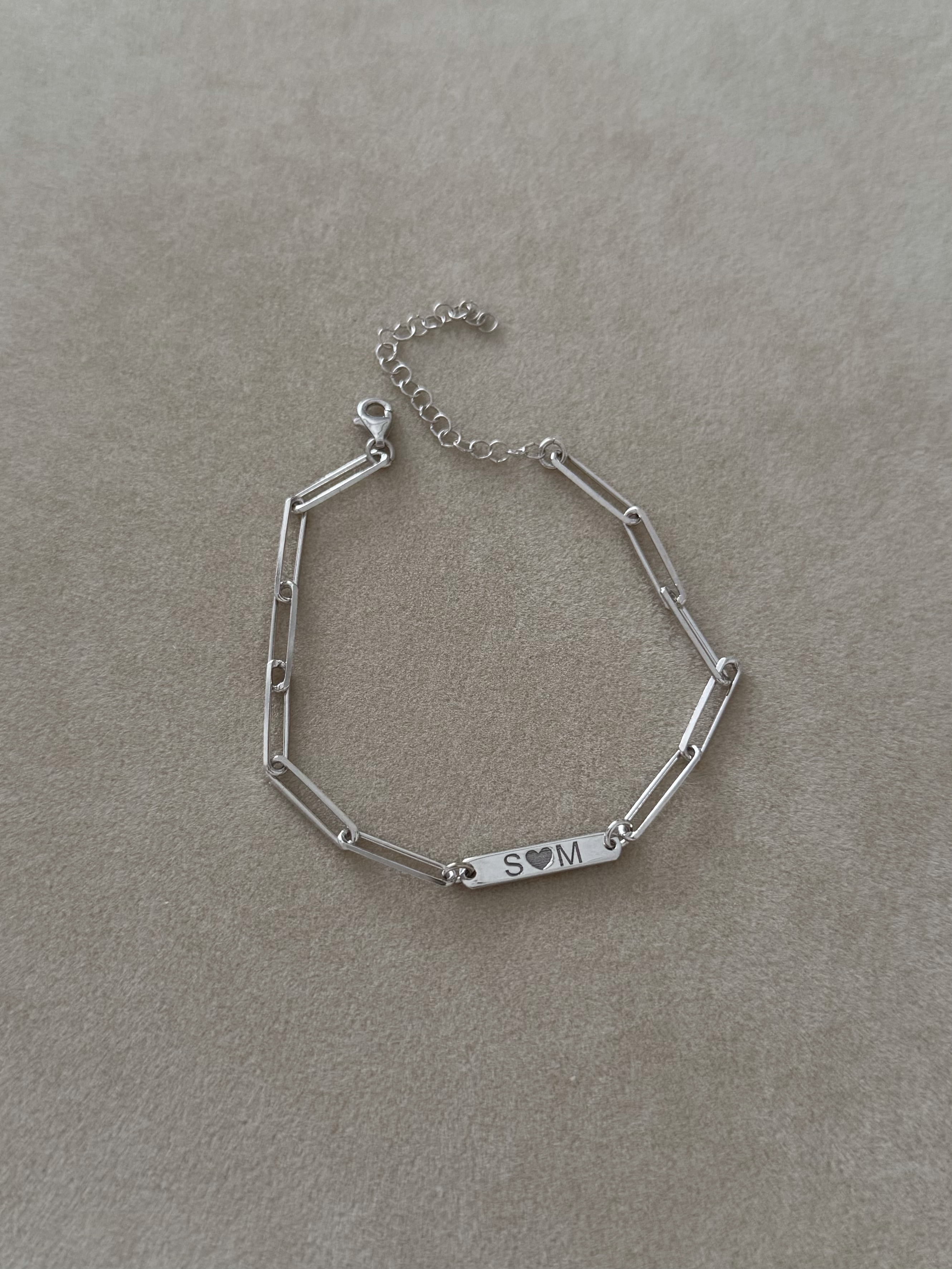 925 Gümüş | İstediğini Yazdır Dörtgen Zincir Bileklik
