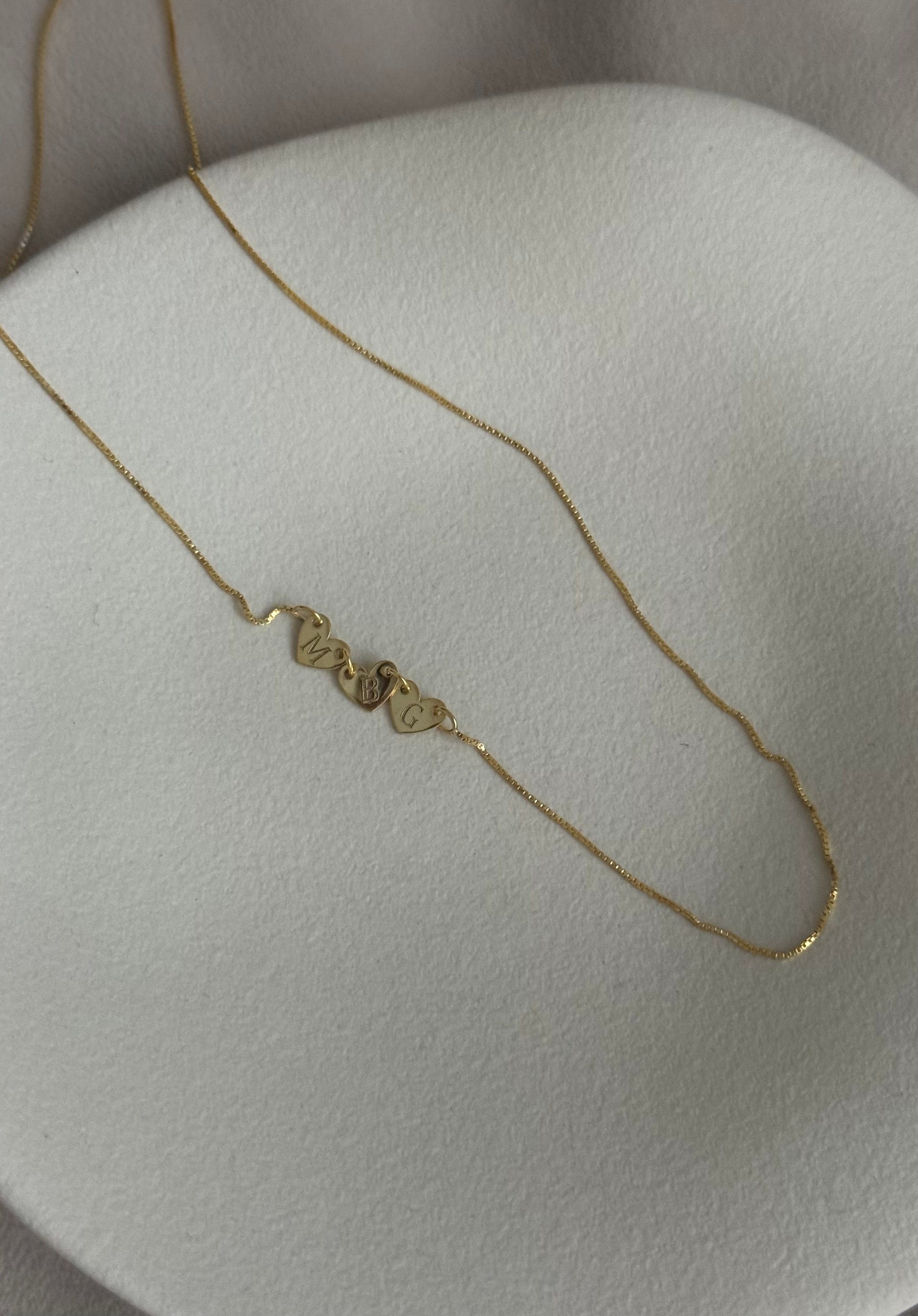 925 Silver | Triple Initial Heart Necklace