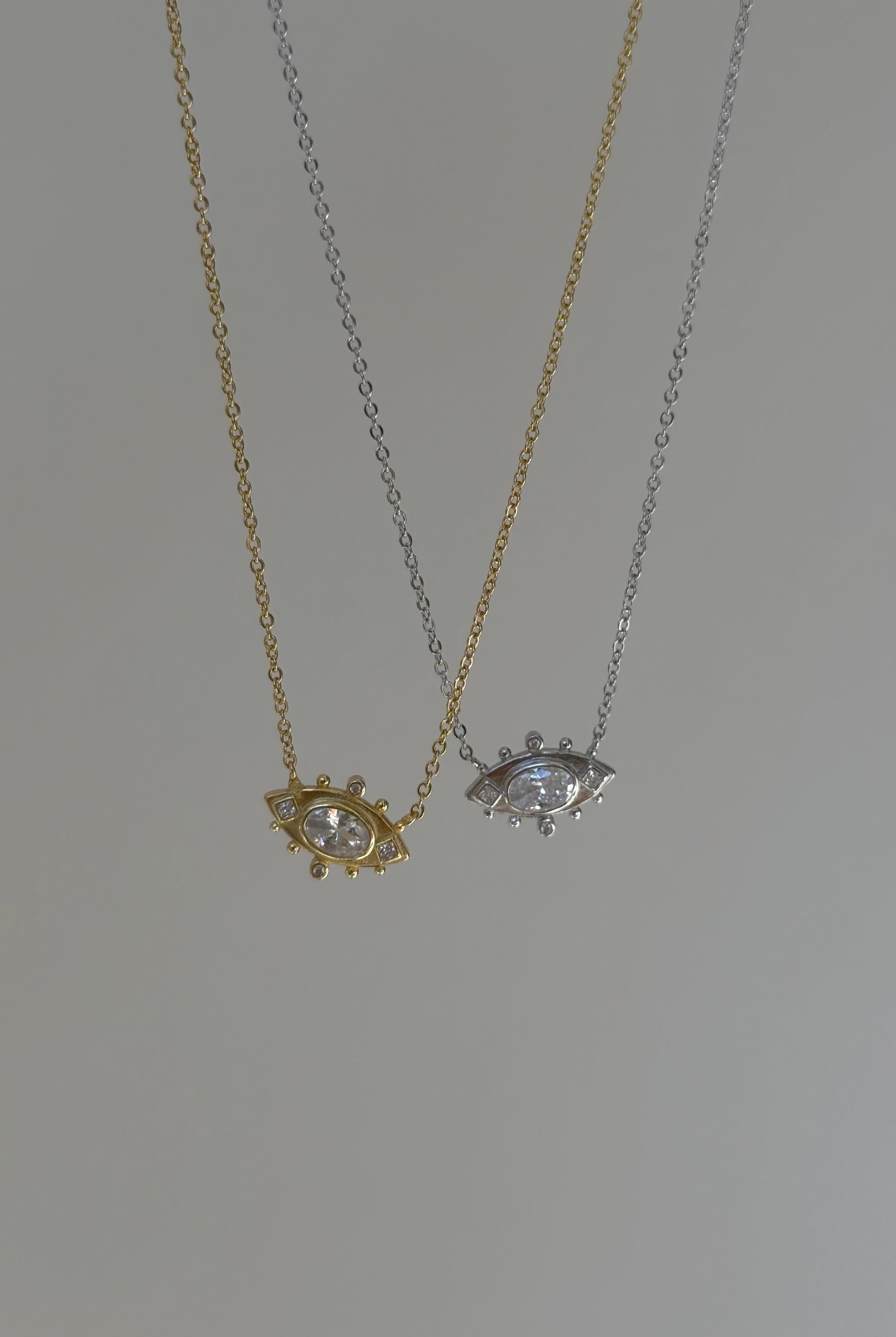 925 Gümüş | Kristal Taşlı Göz Kolye