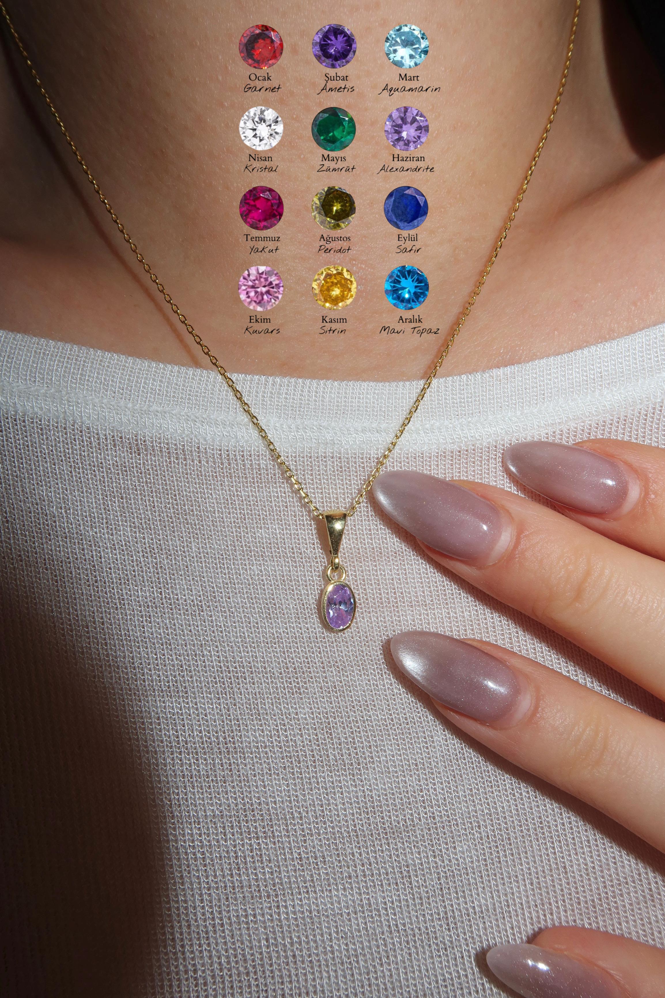 925 Gümüş | Minimal Ay Taşı Kolye