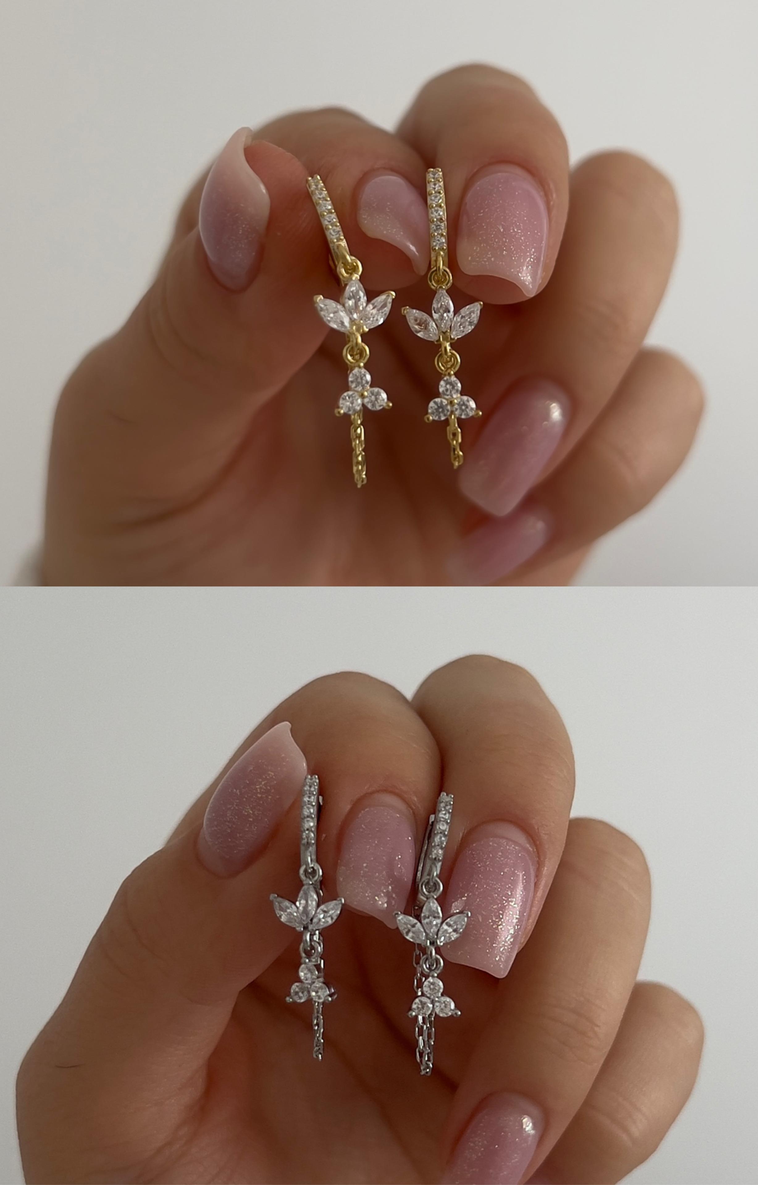 925 Gümüş | Sallantılı Lotus Küpe