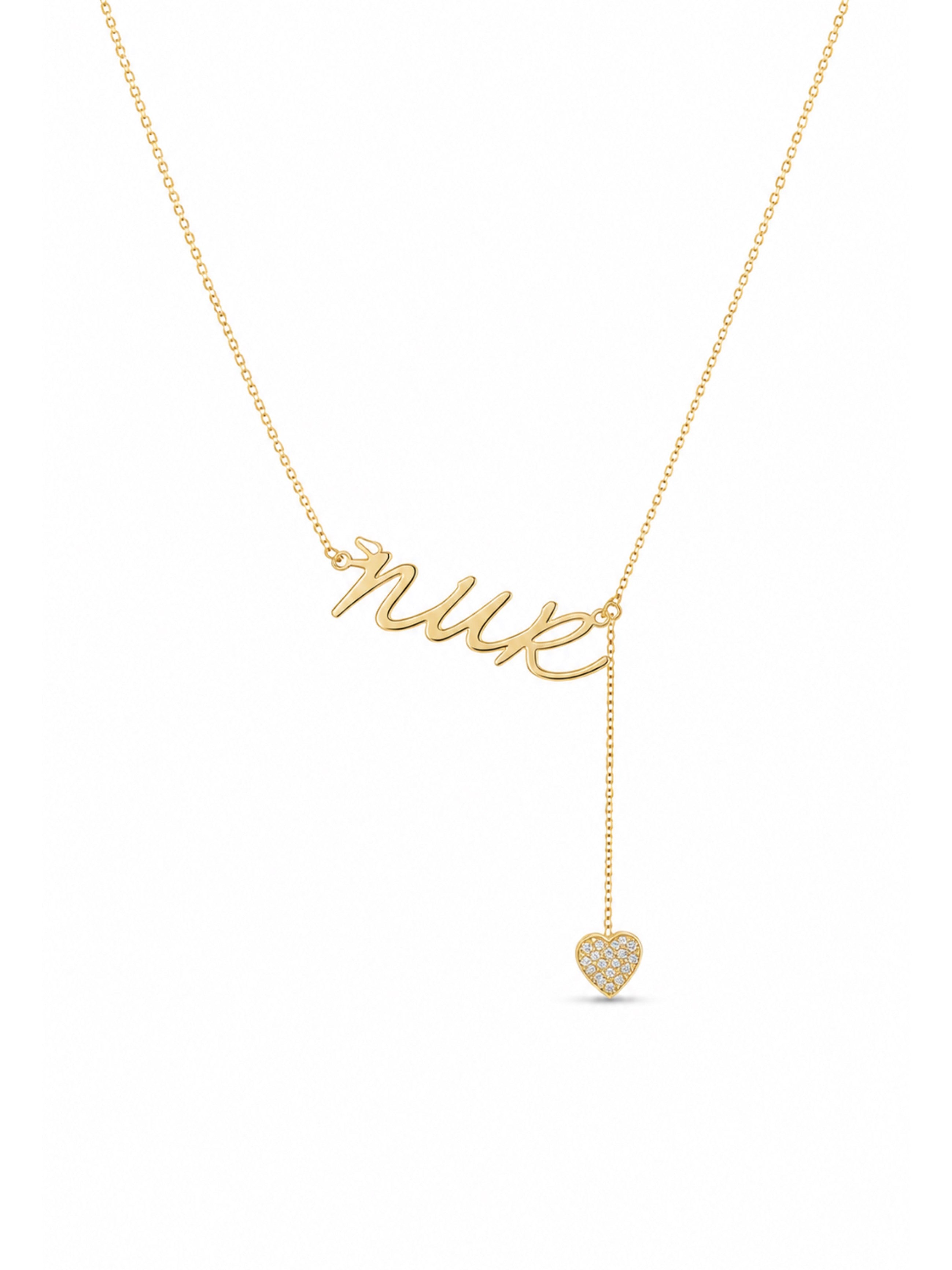 925 Silver | Dangling Stone Heart & Name Necklace