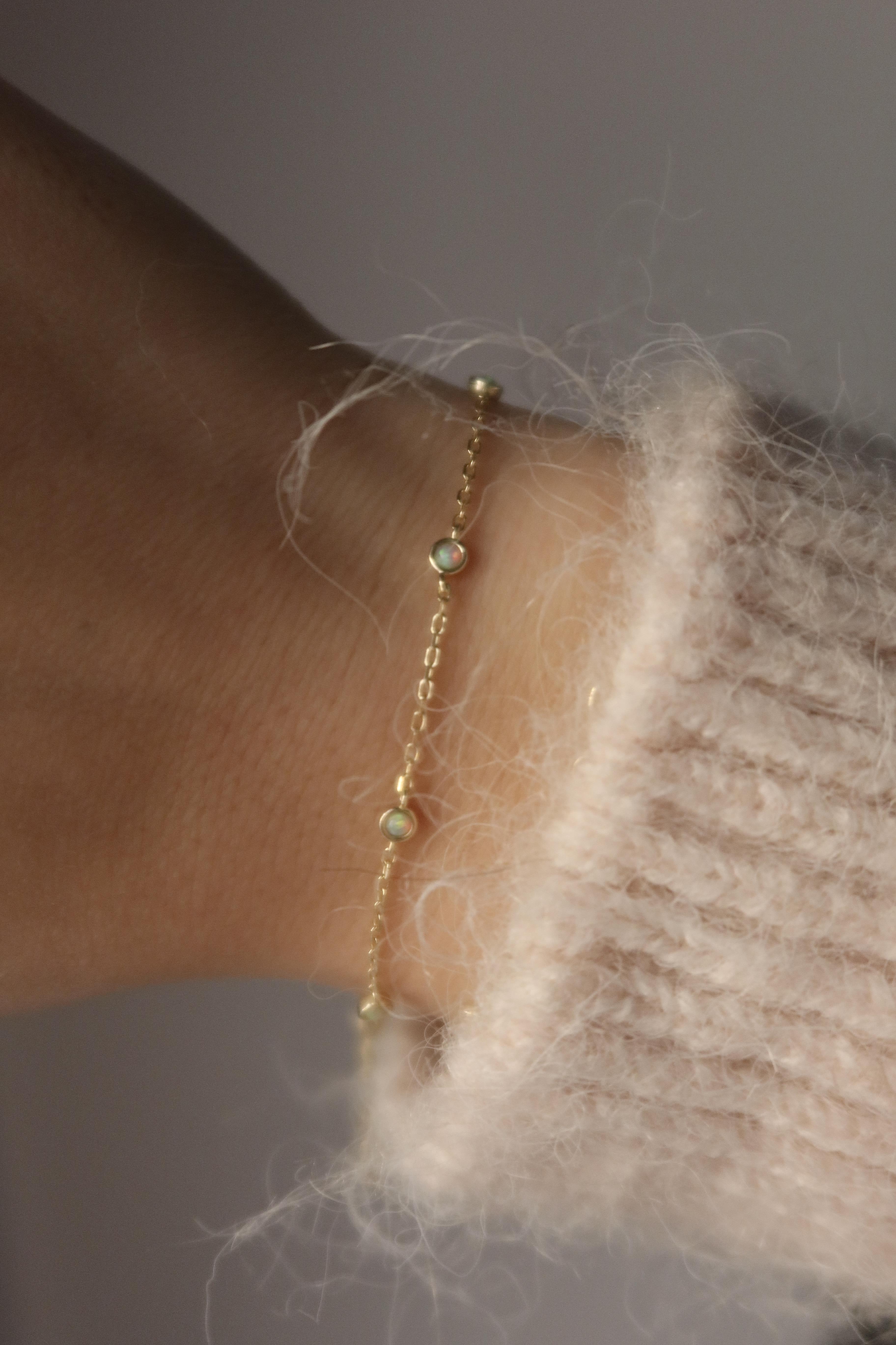 925 Gümüş | Sıralı Opal Taş Bileklik