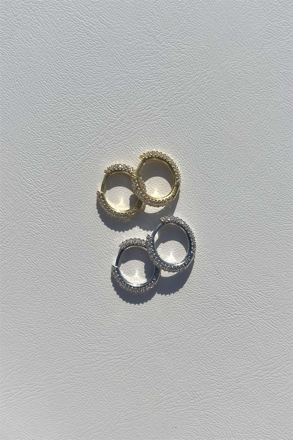 925 Gümüş | Taşlı Basic Halka Küpe