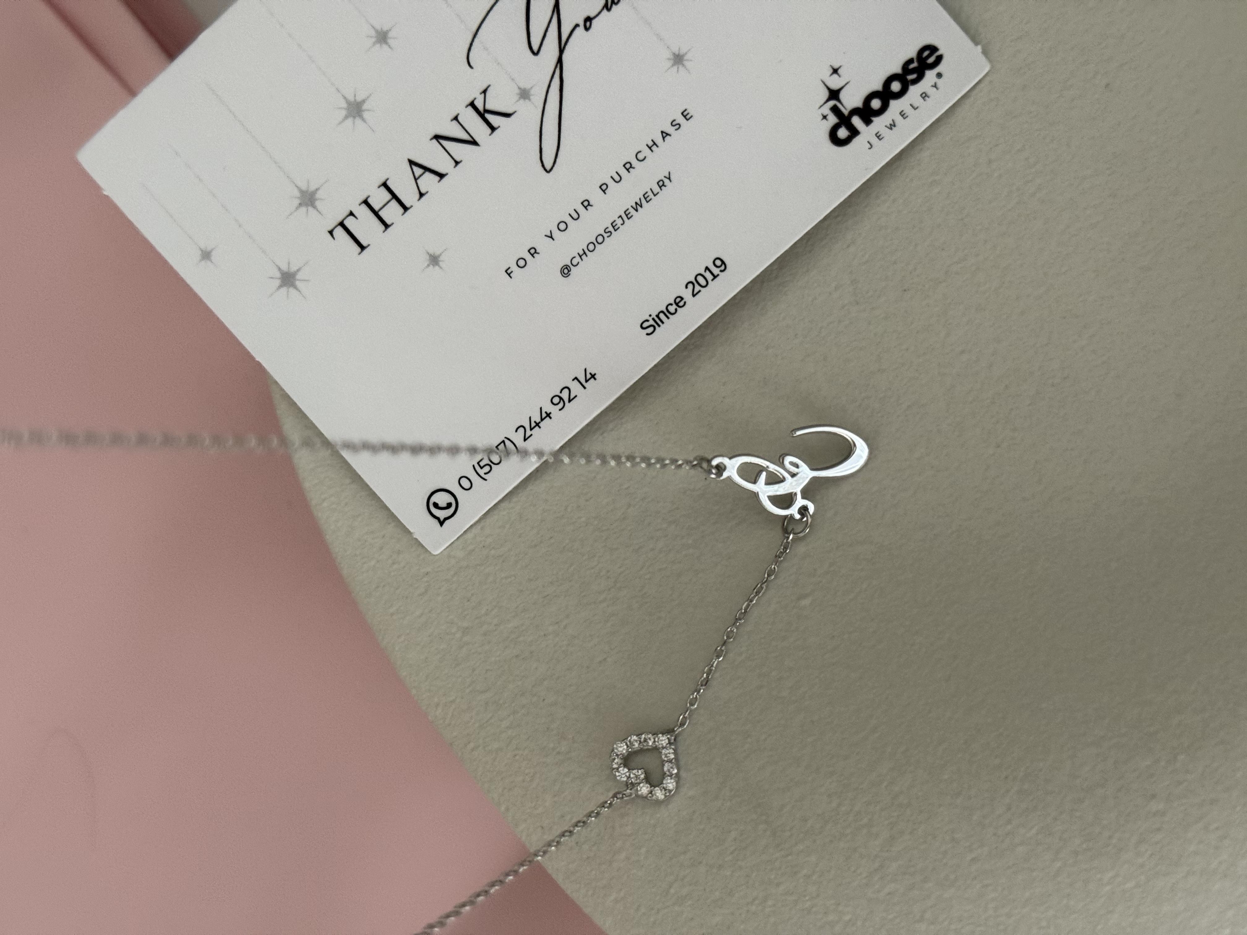 925 Gümüş | Taşlı Kalp & Harf Kolye