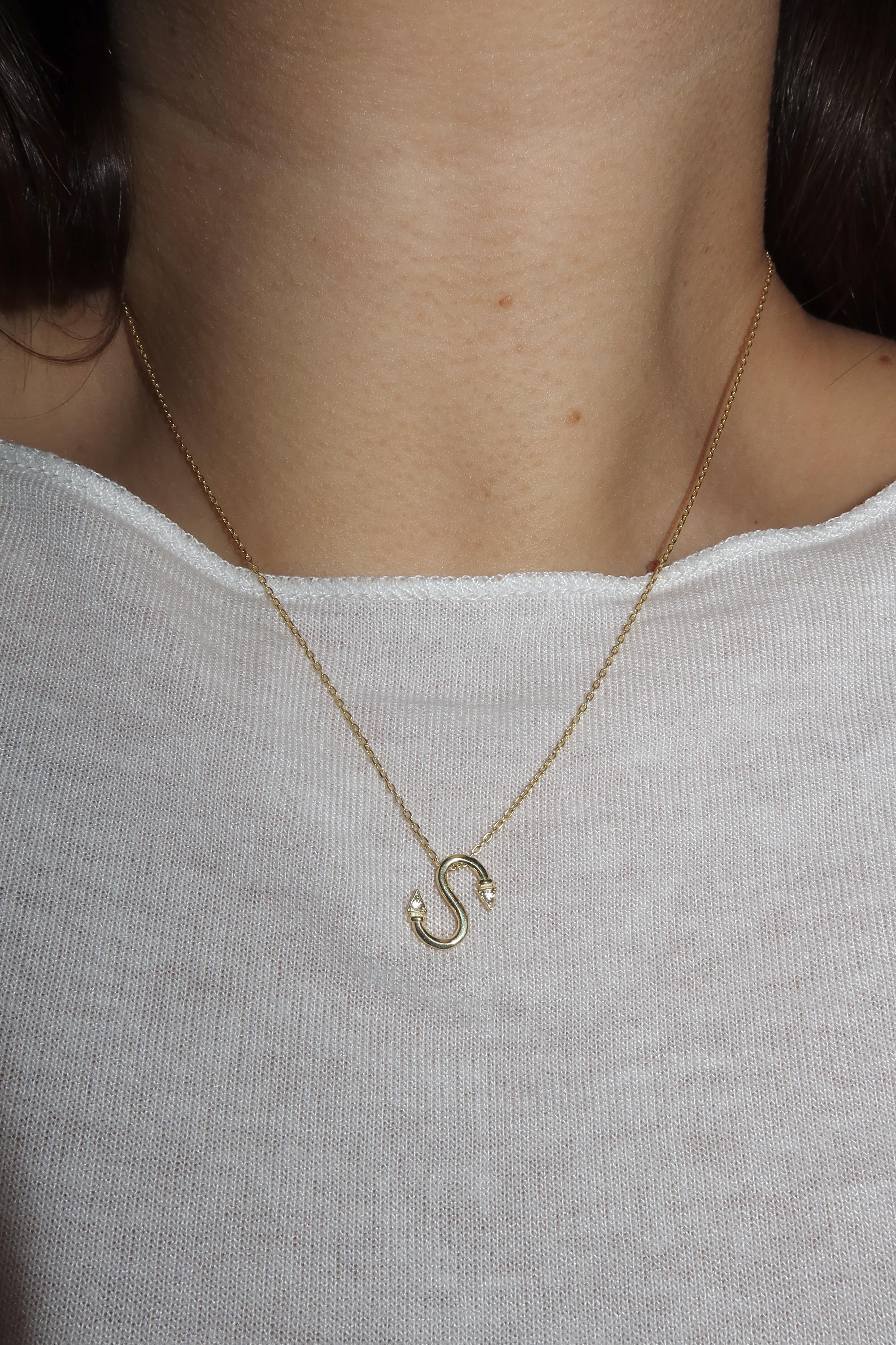 925 Gümüş | Taşlı Ok Model Harf Kolye