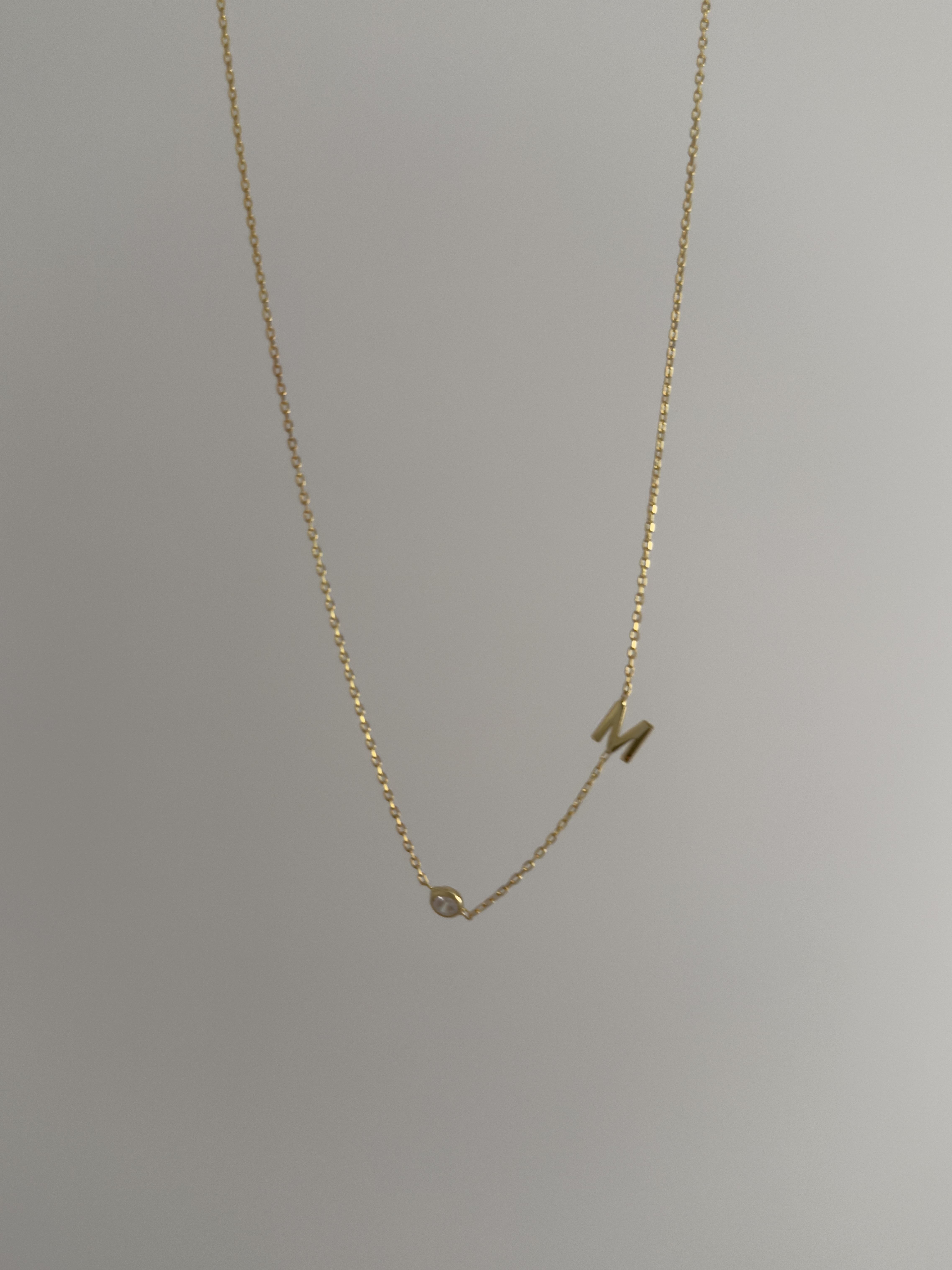 925 Gümüş | Tek Taş Harf Kolye