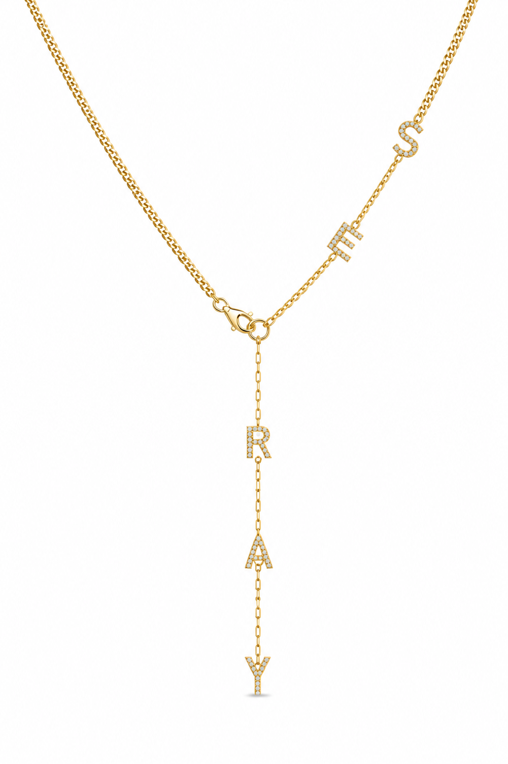 925 Silver | Custom Y Necklace with Curb Chain and Stone Detail