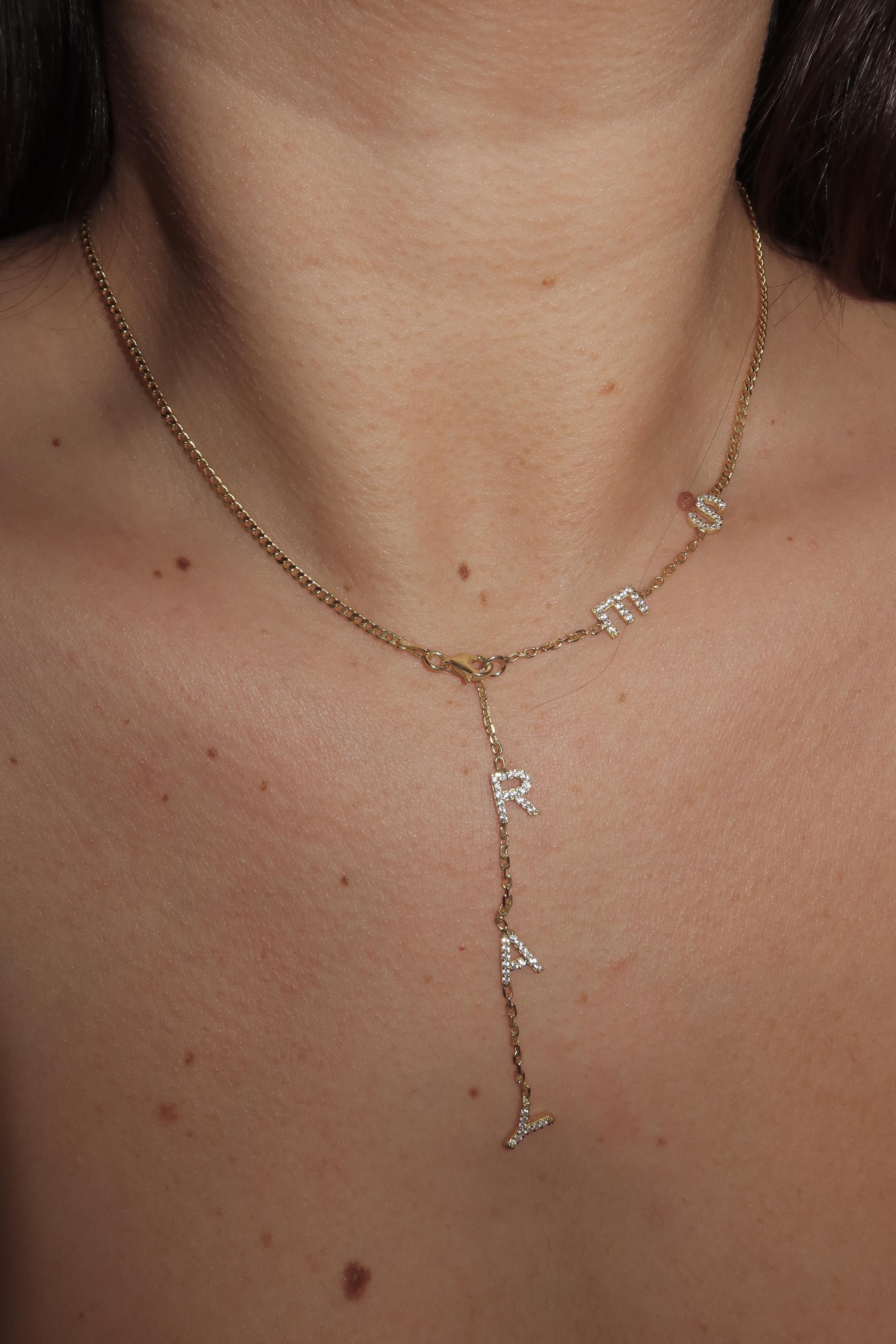 925 Gümüş | Y Model Taşlı İsim Kolye