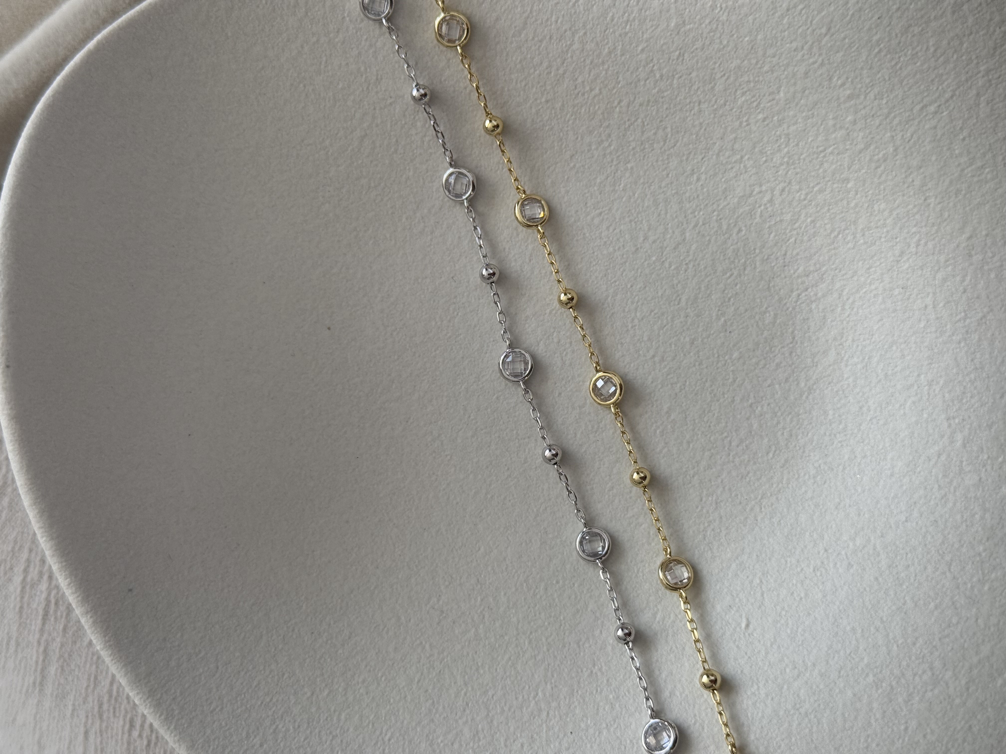 925 Silver | Hoop Stone Chain Bracelet