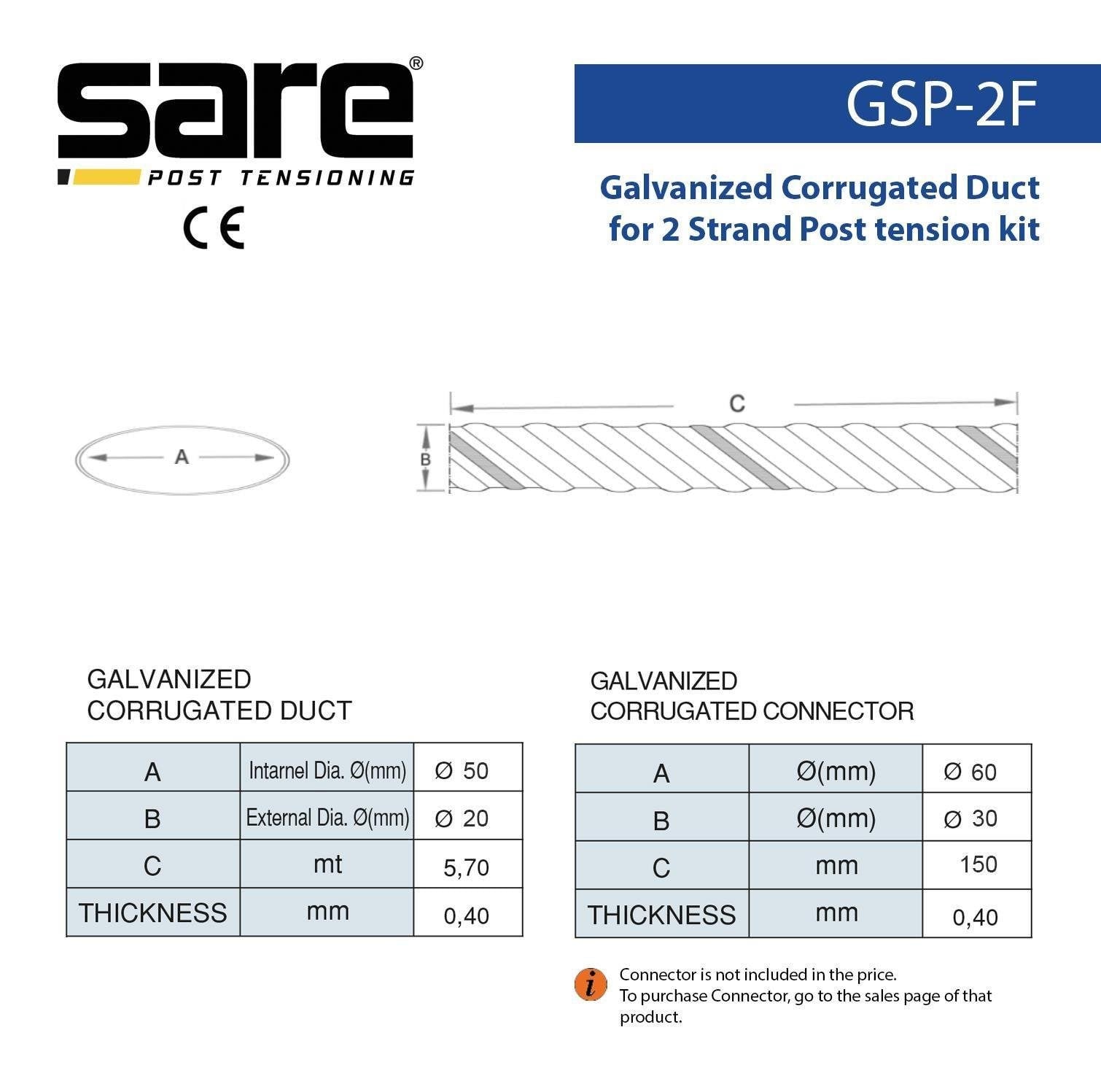 Flat Type Galvanized Corrugated Duct - 0,40 / Length :6 mt