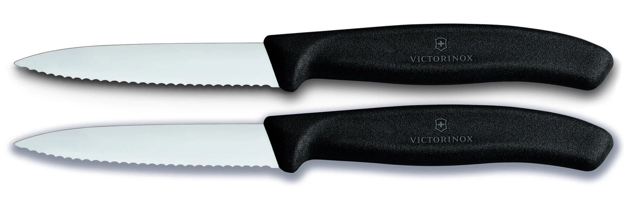 VICTORINOX 6.7633.B 8cm Siyah 2li Tırtıklı Soyma Bıçağı, Blisterli Paket