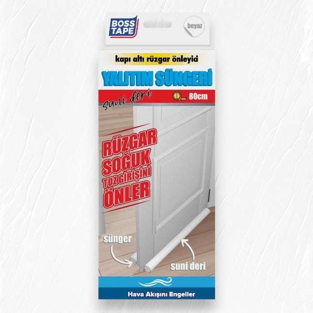 Boss Tape Kapı Altı Yalıtım Süngeri Suni Deri 80cm Beyaz