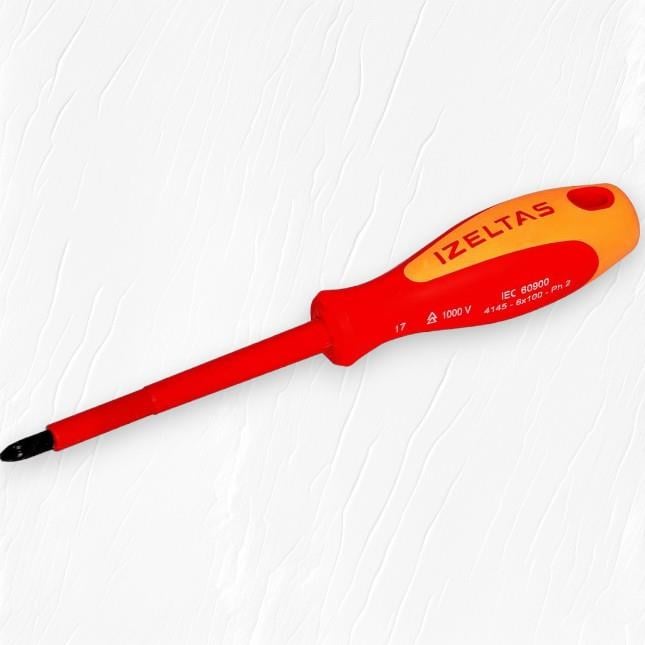 İzeltaş Elektrikçi İzoleli Yıldız Uçlu Tornavida, 1000 V, Sarı/kırmızı, 3 x 60 mm